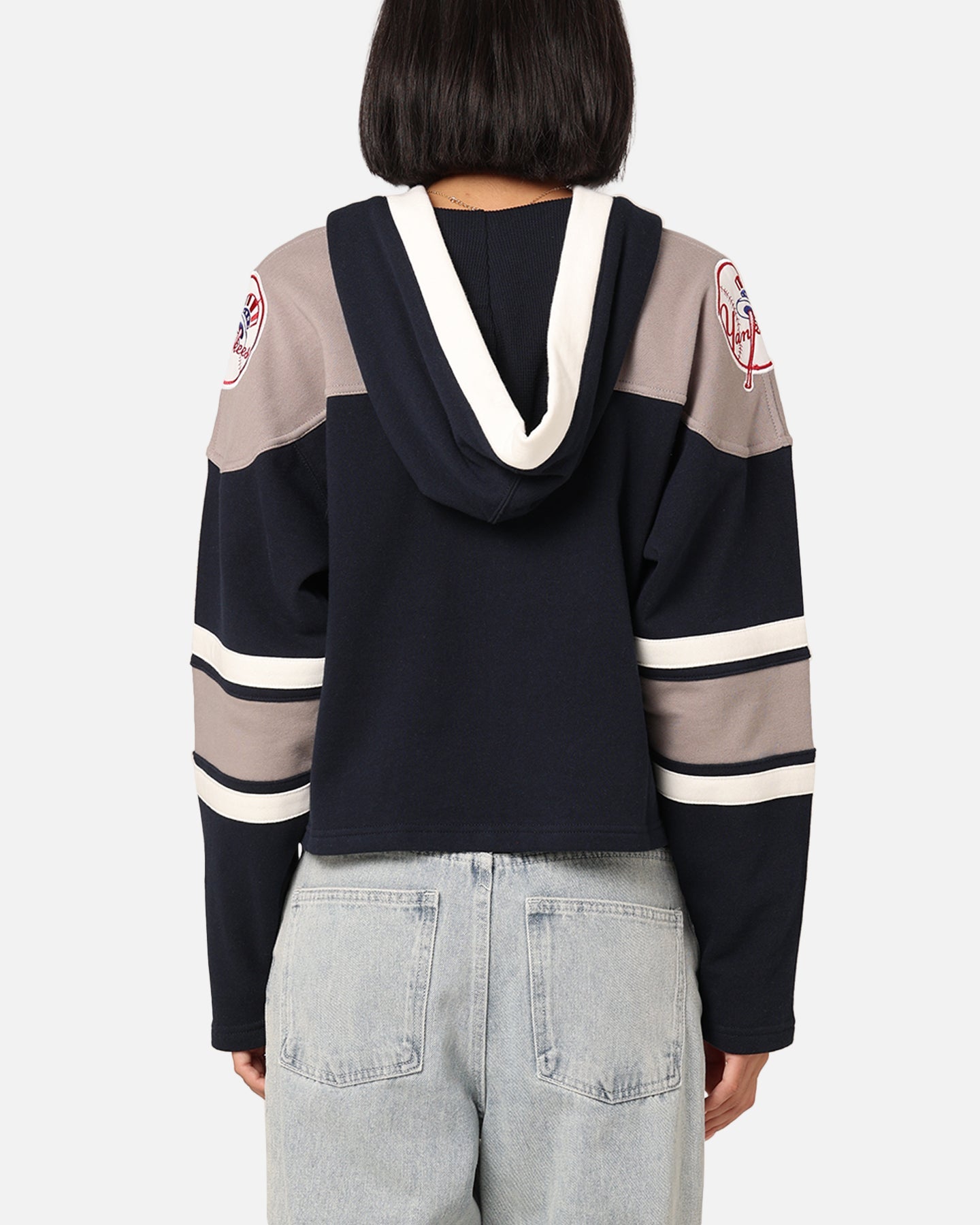 47 Brand Women's New York Yankees Cropped Lacer Hoodie Fall Navy