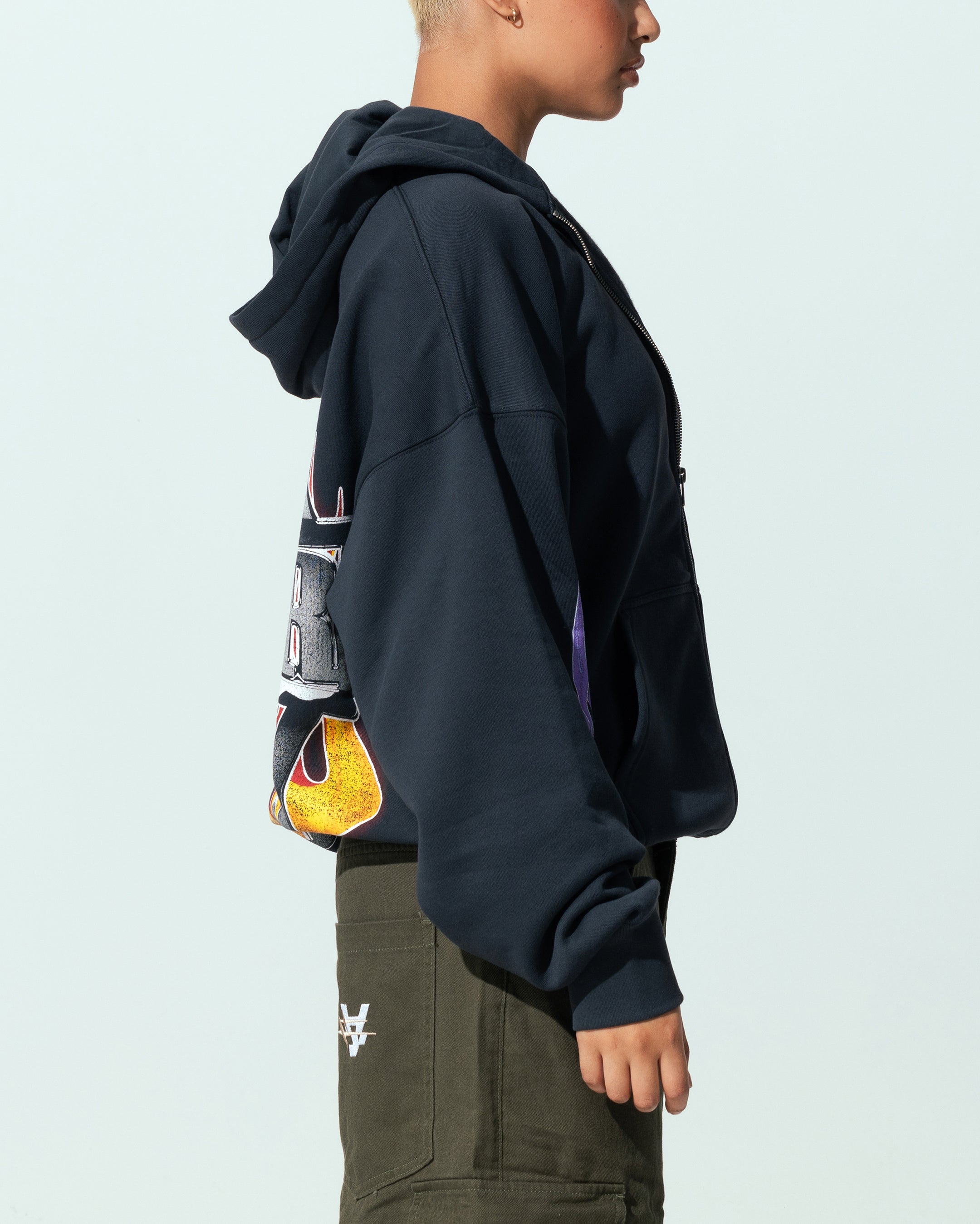 Loiter Motor Zip Hoodie Charcoal