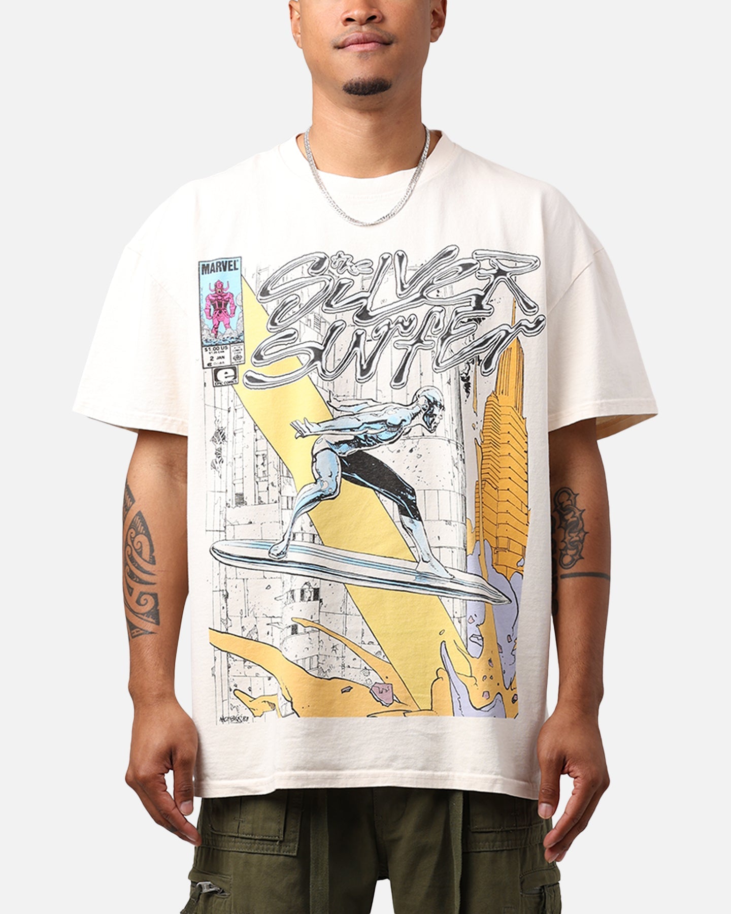 Marvel Silver Surfer Heavyweight T-Shirt Off White