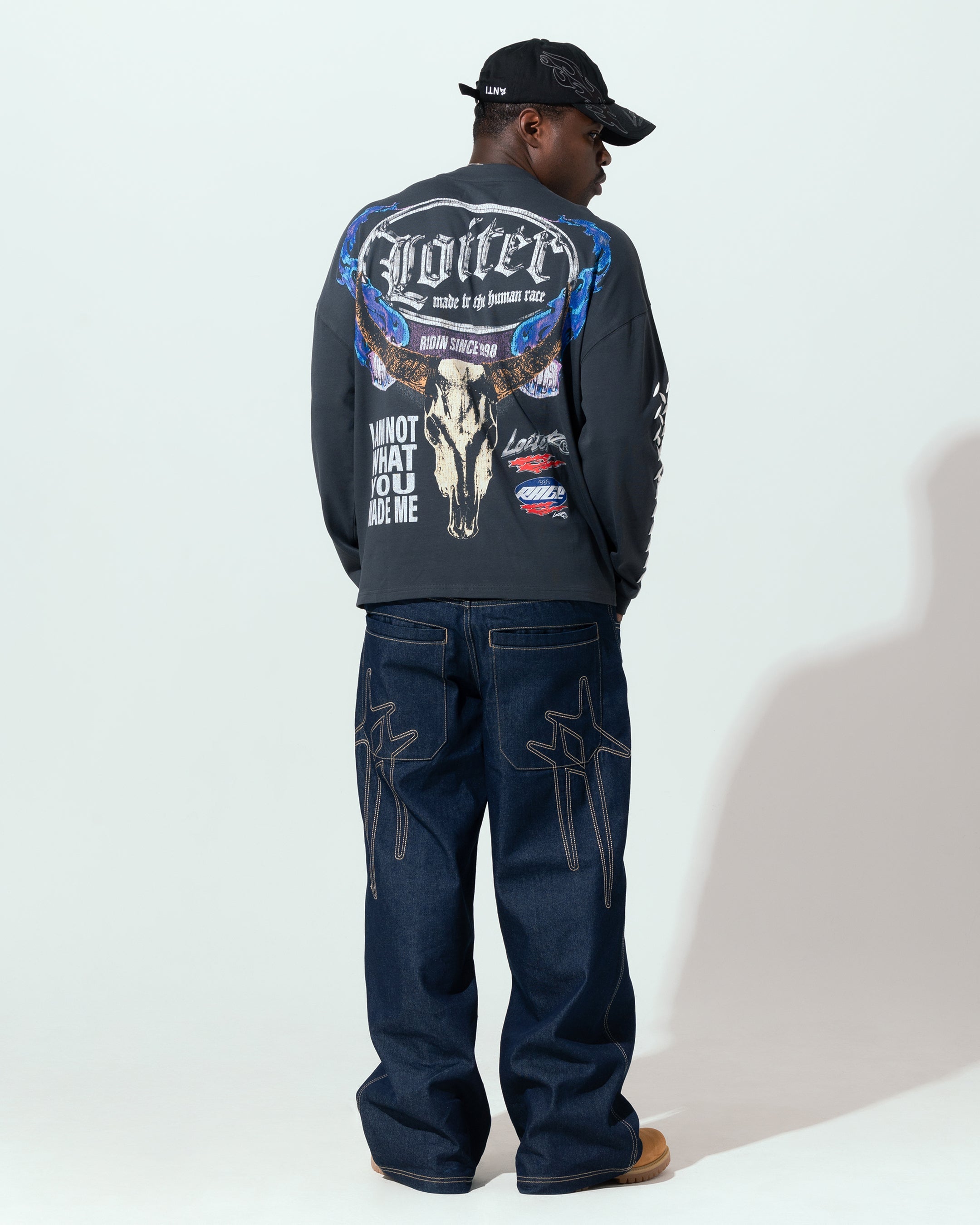 Loiter Repressed Box Long Sleeve T-Shirt Charcoal