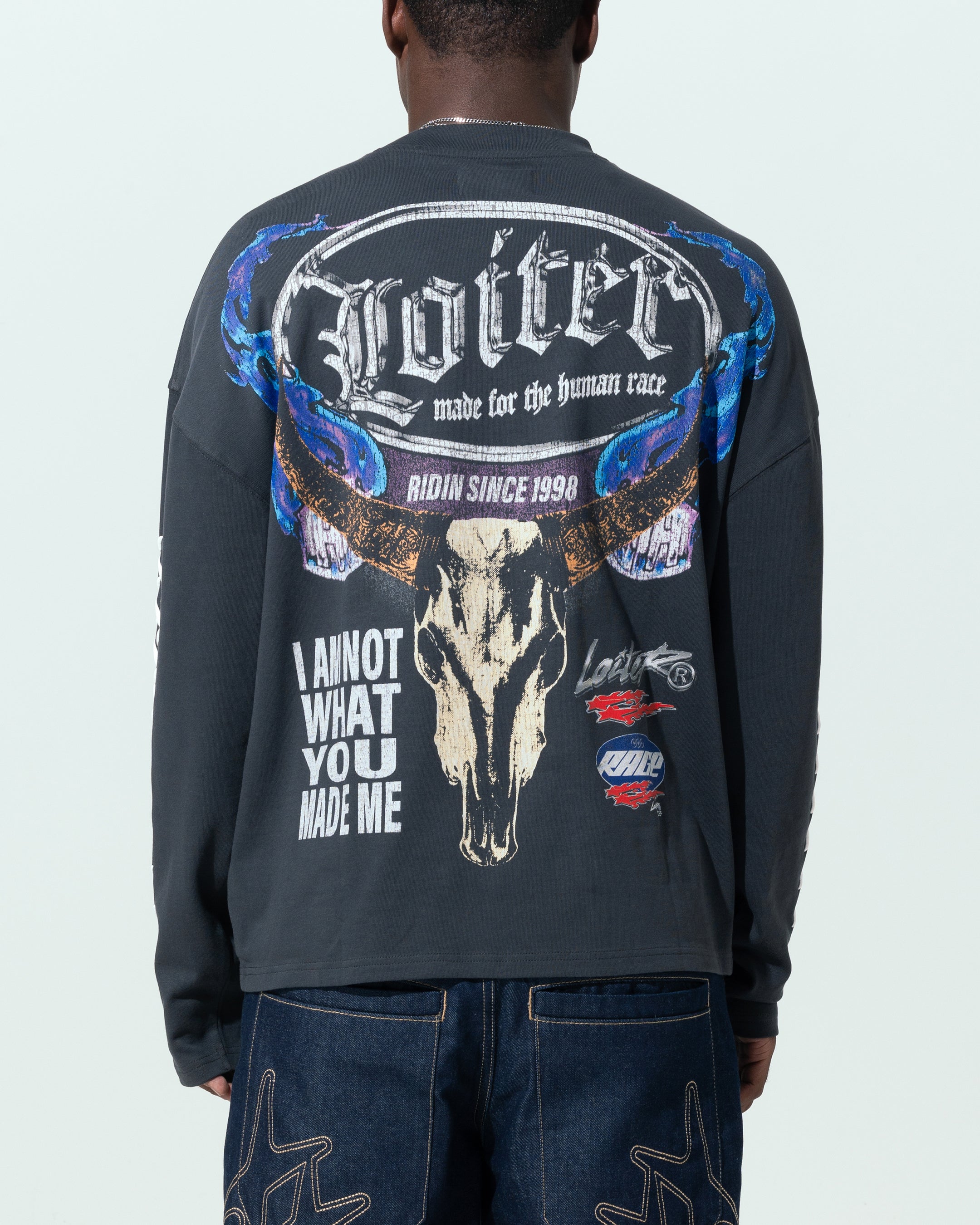Loiter Repressed Box Long Sleeve T-Shirt Charcoal