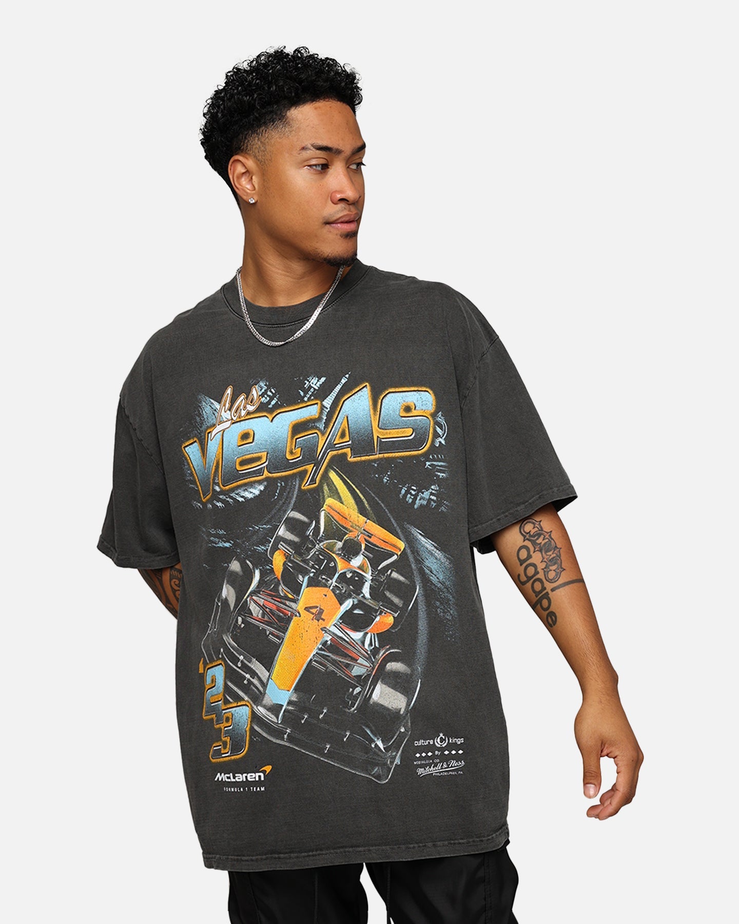Mitchell & Ness X McLaren X Culture Kings Las Vegas Collection Lando Norris Vintage T-Shirt Black Wash