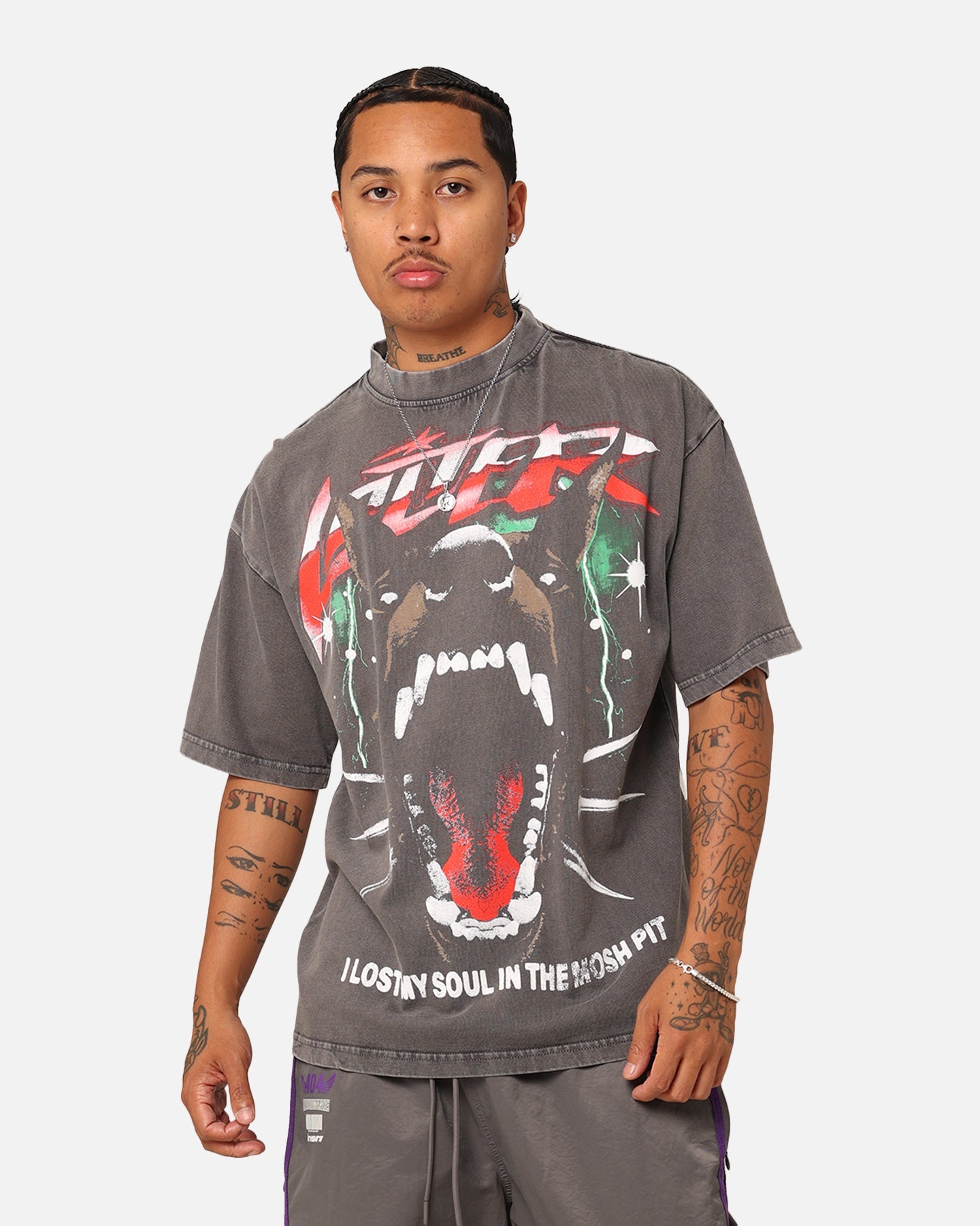 Loiter Riot Squad Vintage T-Shirt Charcoal Grey