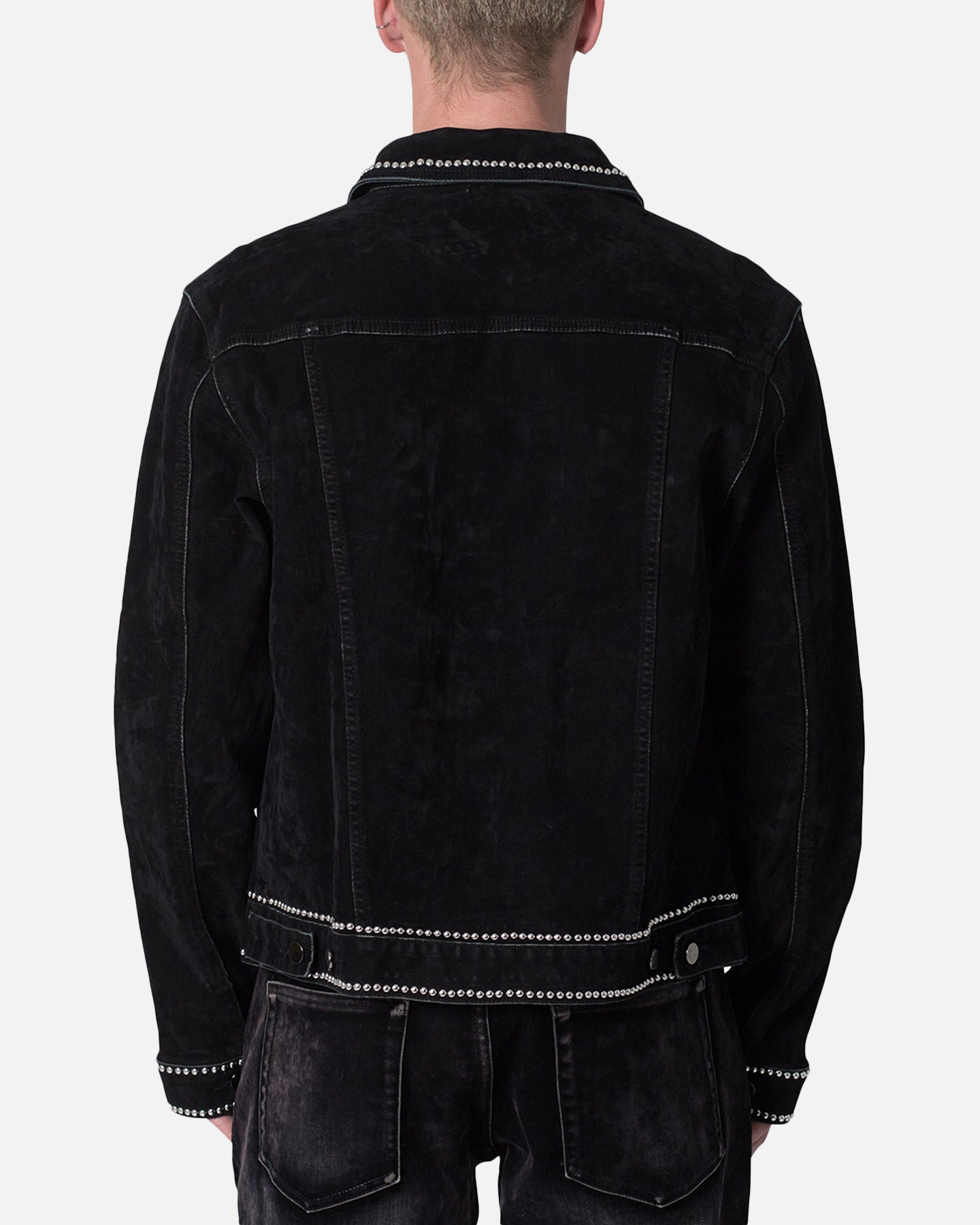 MNML Studded Suede Denim Jacket Black