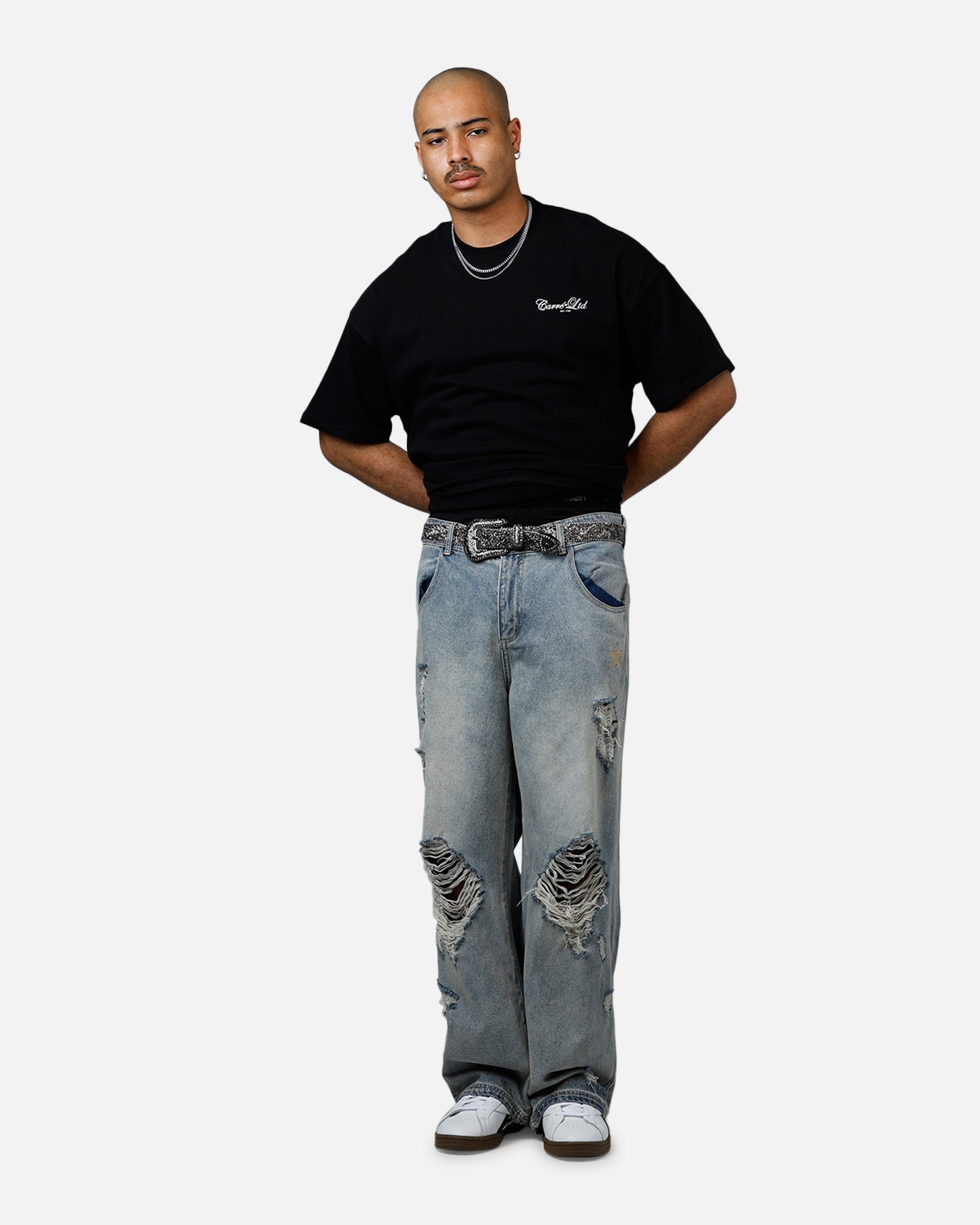 Carre Side Script Oversized T-Shirt Black/White