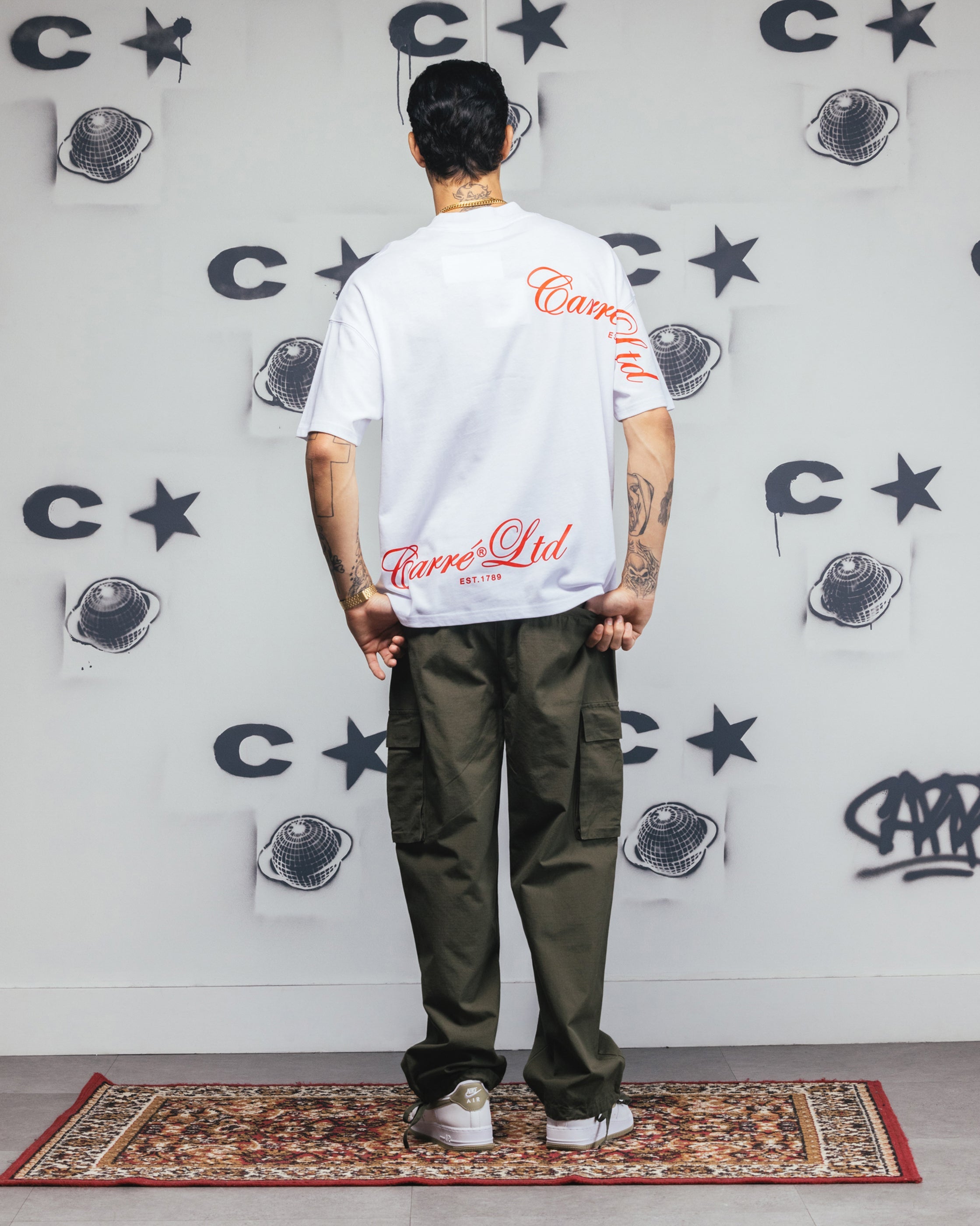 Carre Side Script Oversized T-Shirt White/Red
