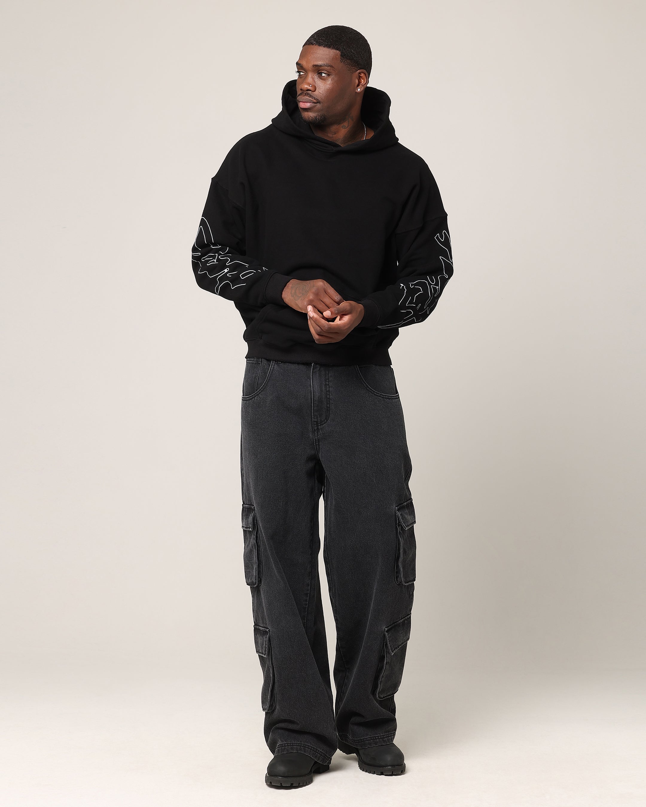 Saint Morta Veiled Boxy Hoodie Black