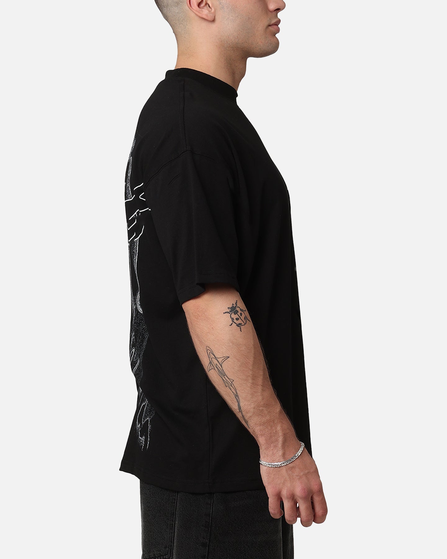 Saint Morta Veiled Mock Neck T-Shirt Black