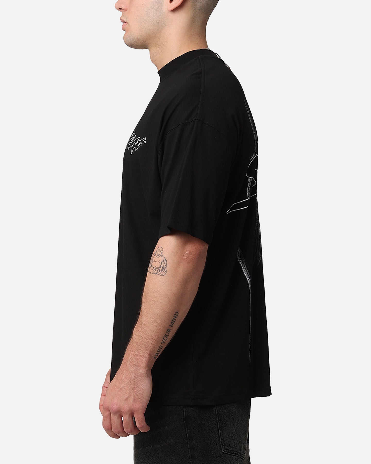 Saint Morta Veiled Mock Neck T-Shirt Black