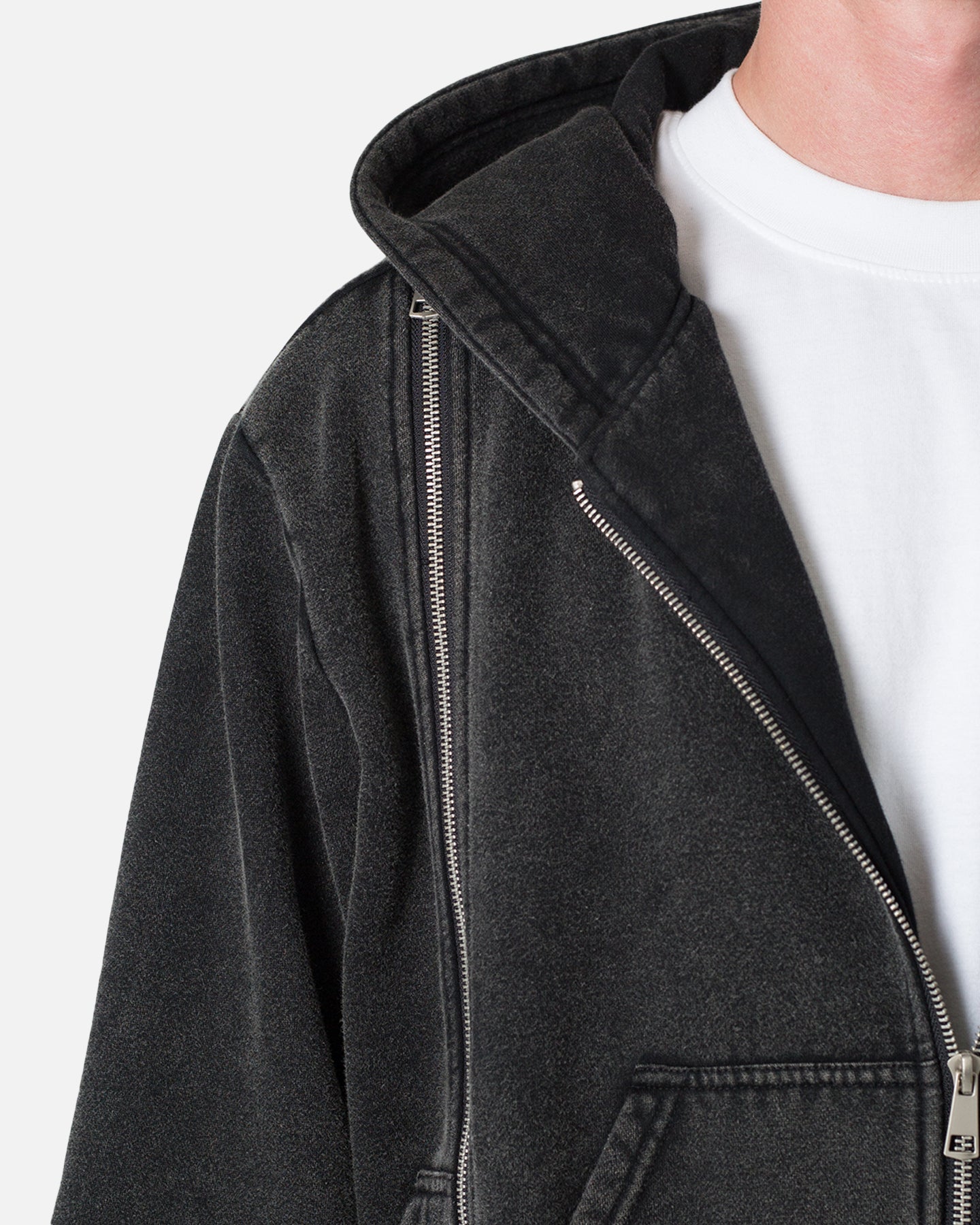 MNML Dual Zipper Hoodie Washed Black