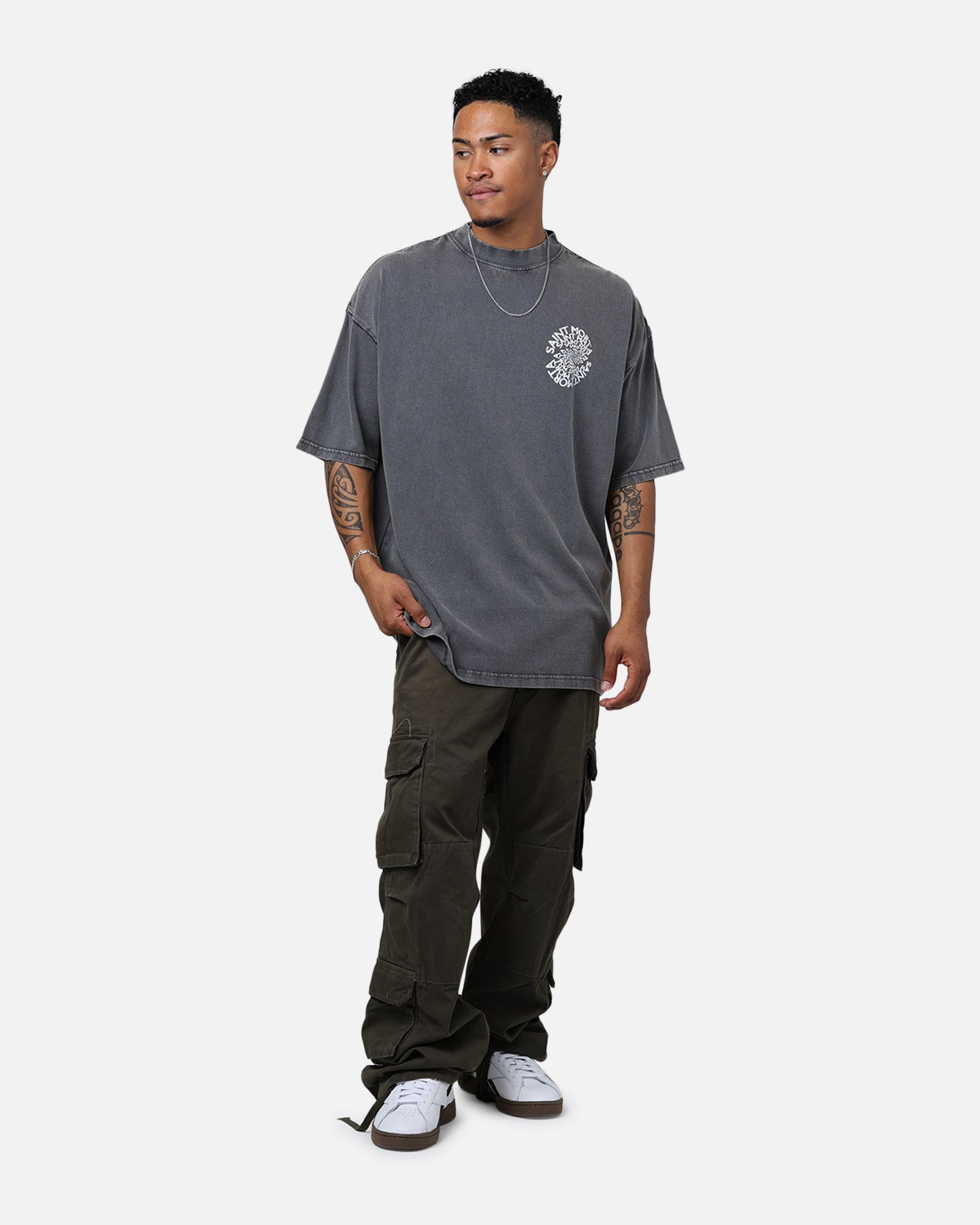 Saint Morta Vortex Mock T-Shirt Washed Charcoal