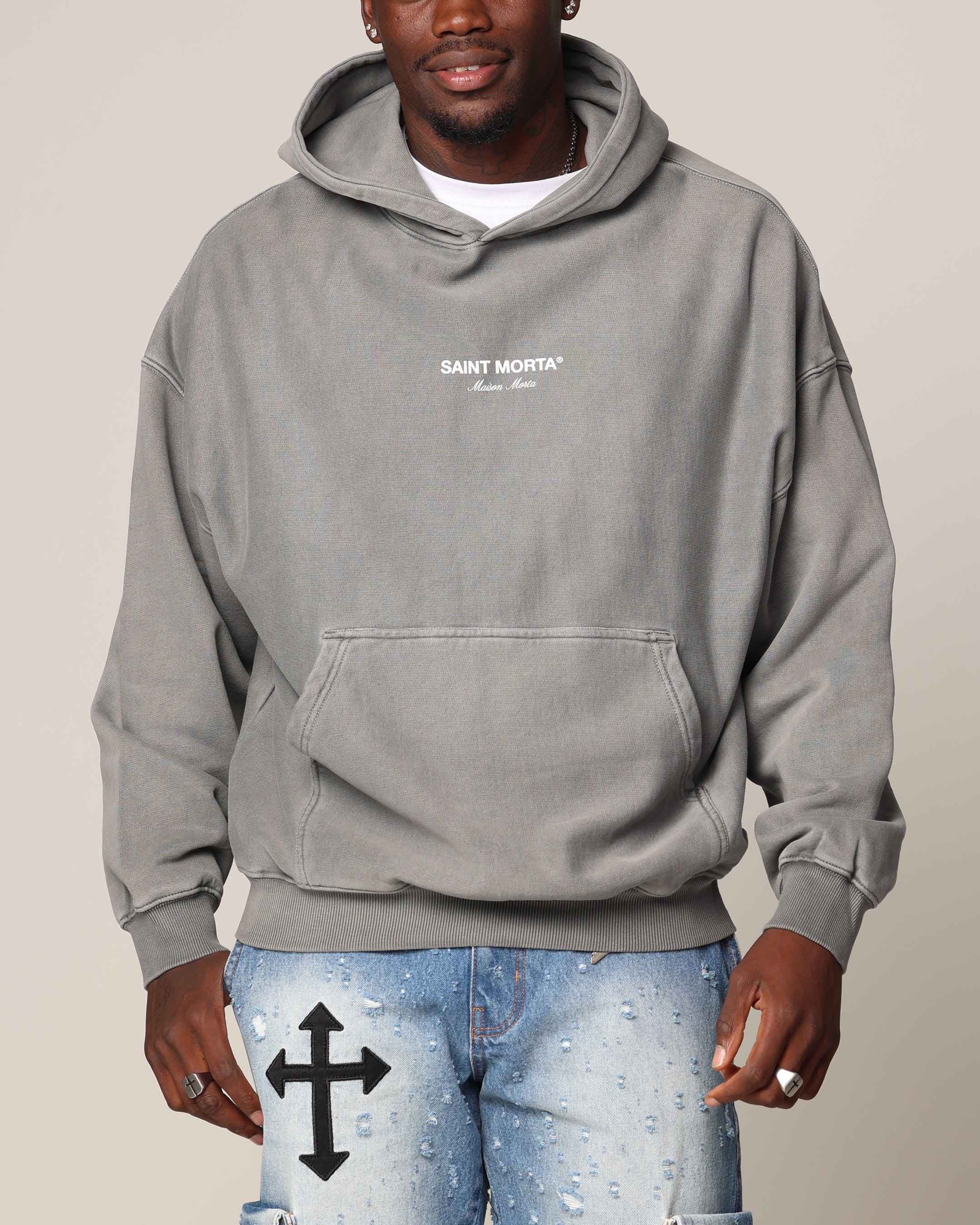 Saint Morta Skeleton Key Hoodie Washed Charcoal