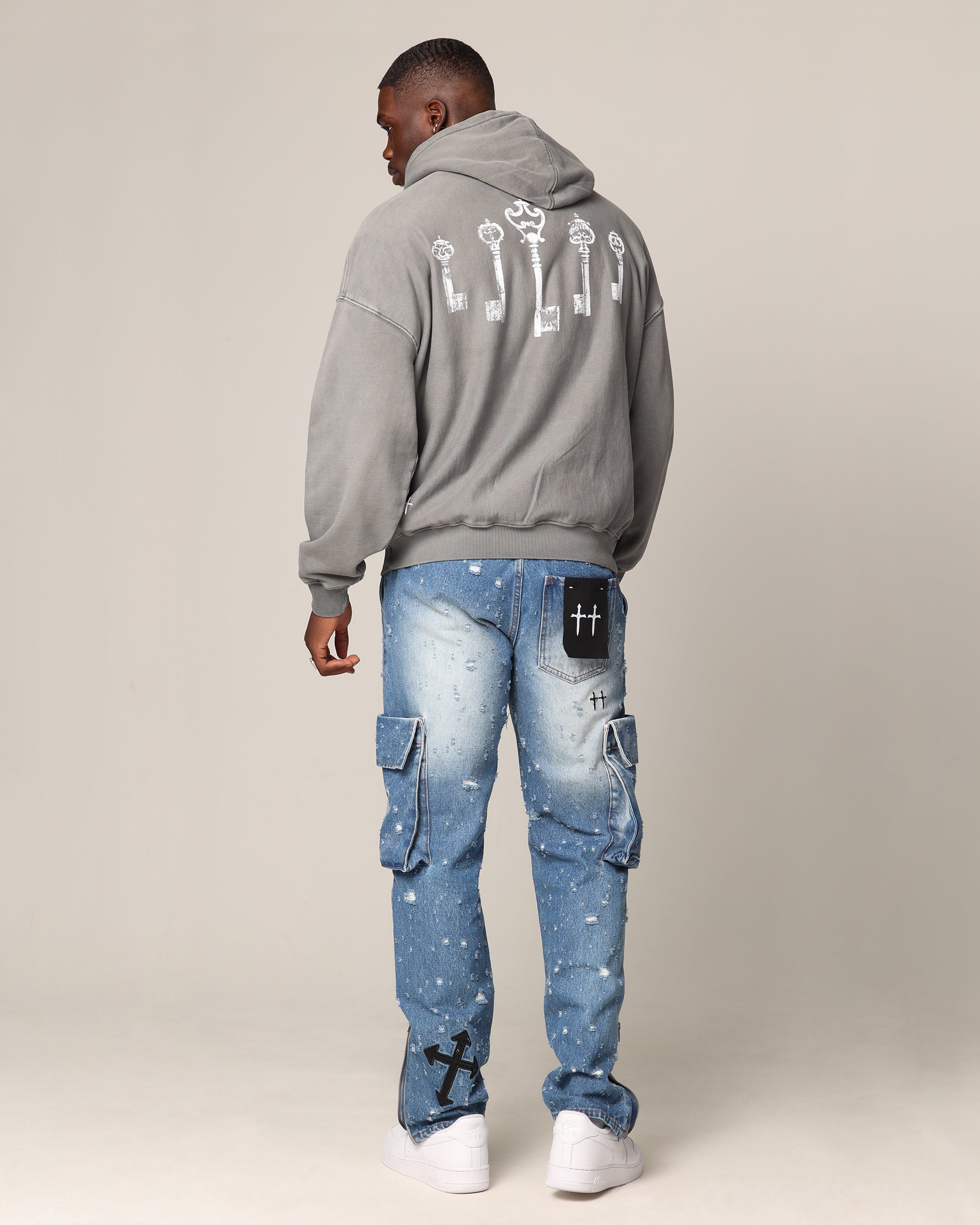 Saint Morta Skeleton Key Hoodie Washed Charcoal