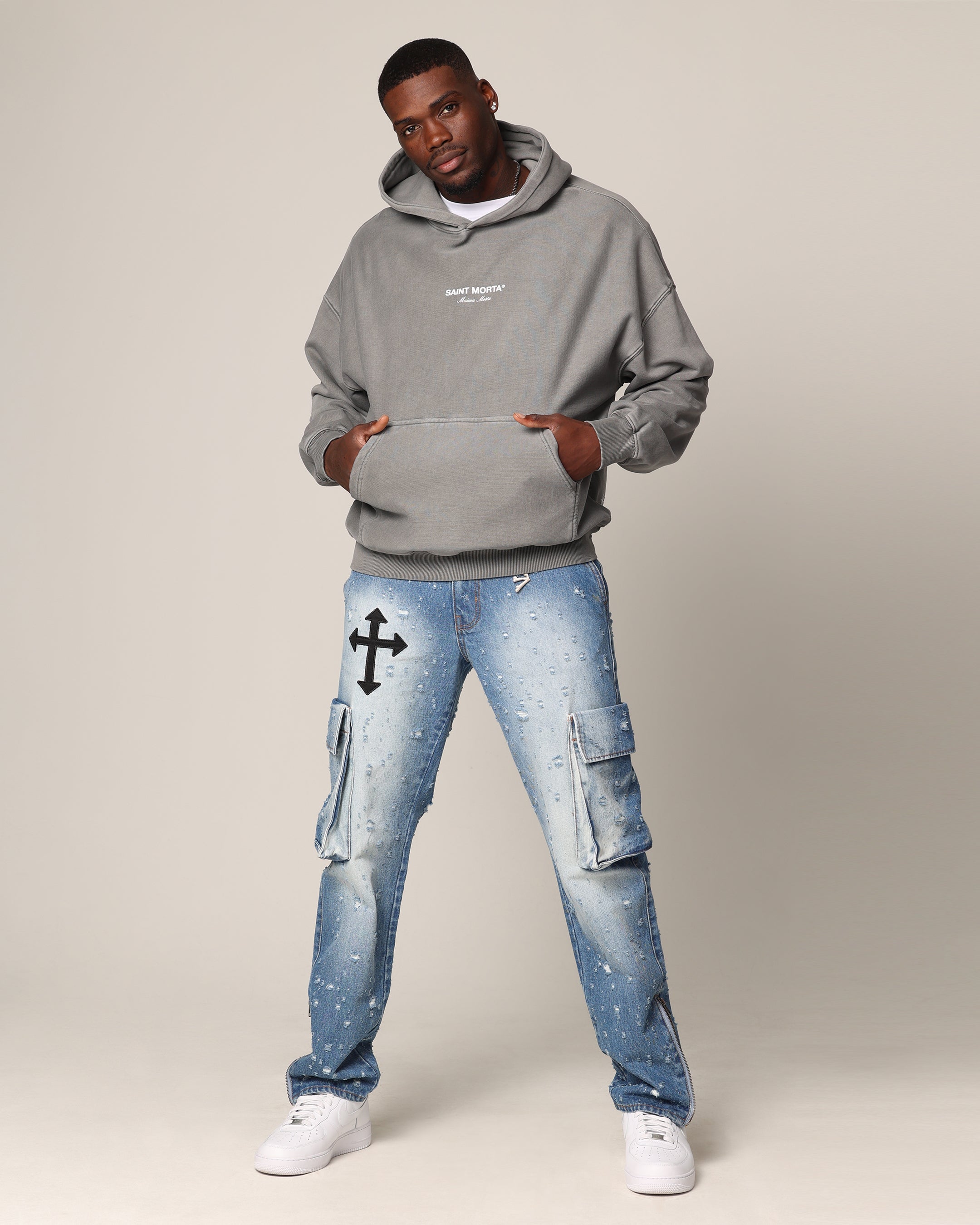 Saint Morta Skeleton Key Hoodie Washed Charcoal