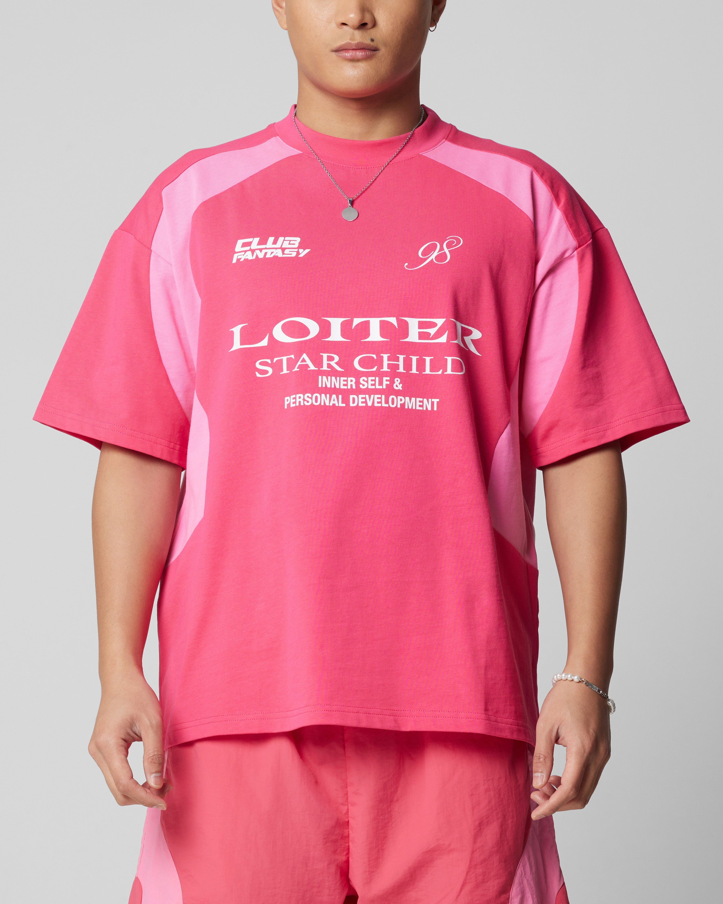 Loiter Subcultural Panel T-Shirt Pink
