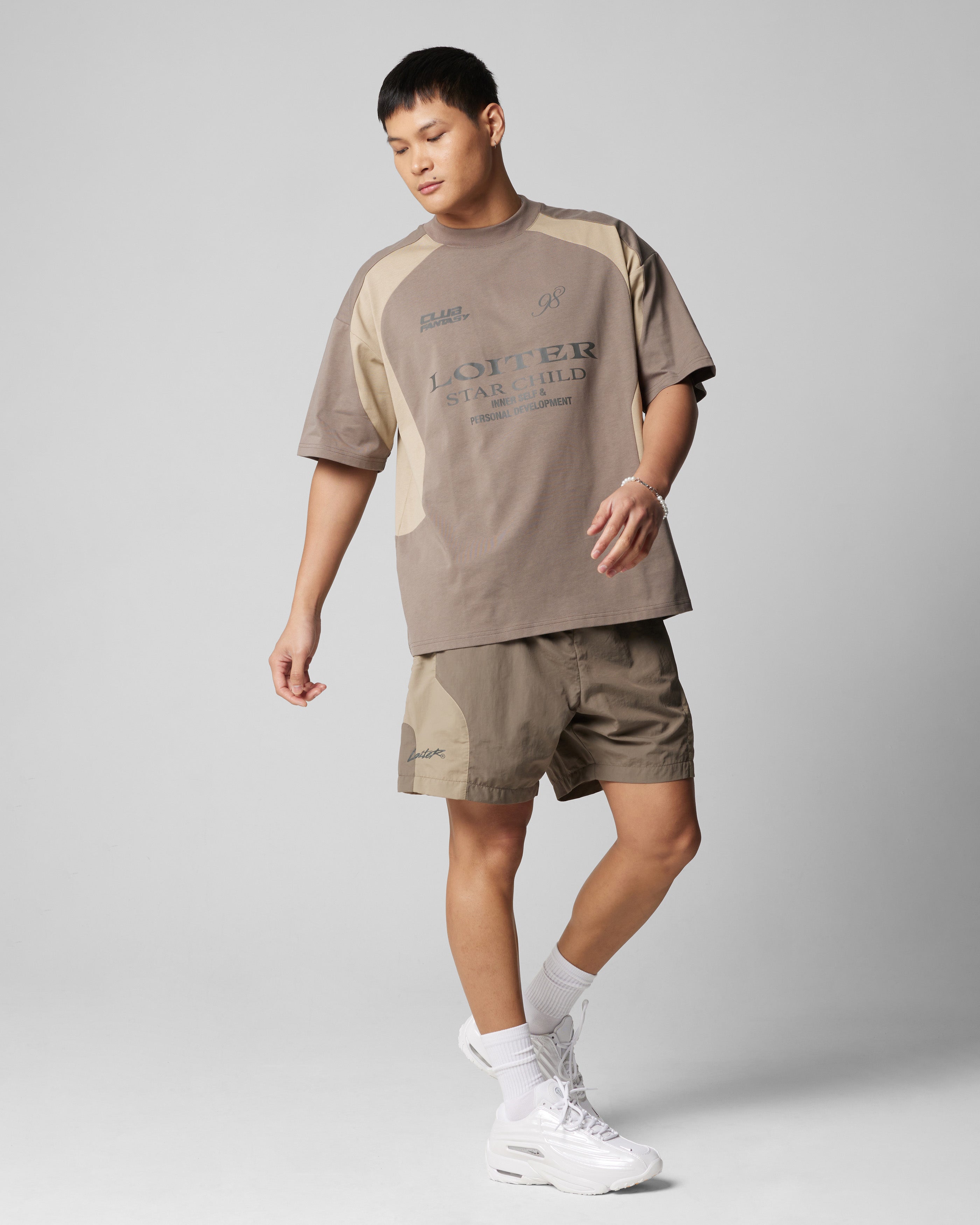 Loiter Subcultural Panel T-Shirt Brown