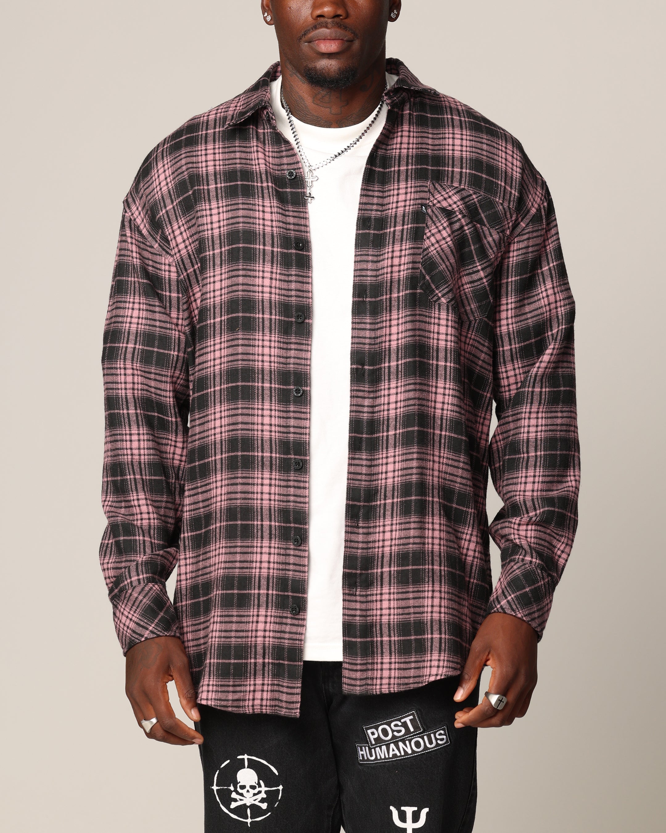Saint Morta Heron Flannel Shirt Pink/Black