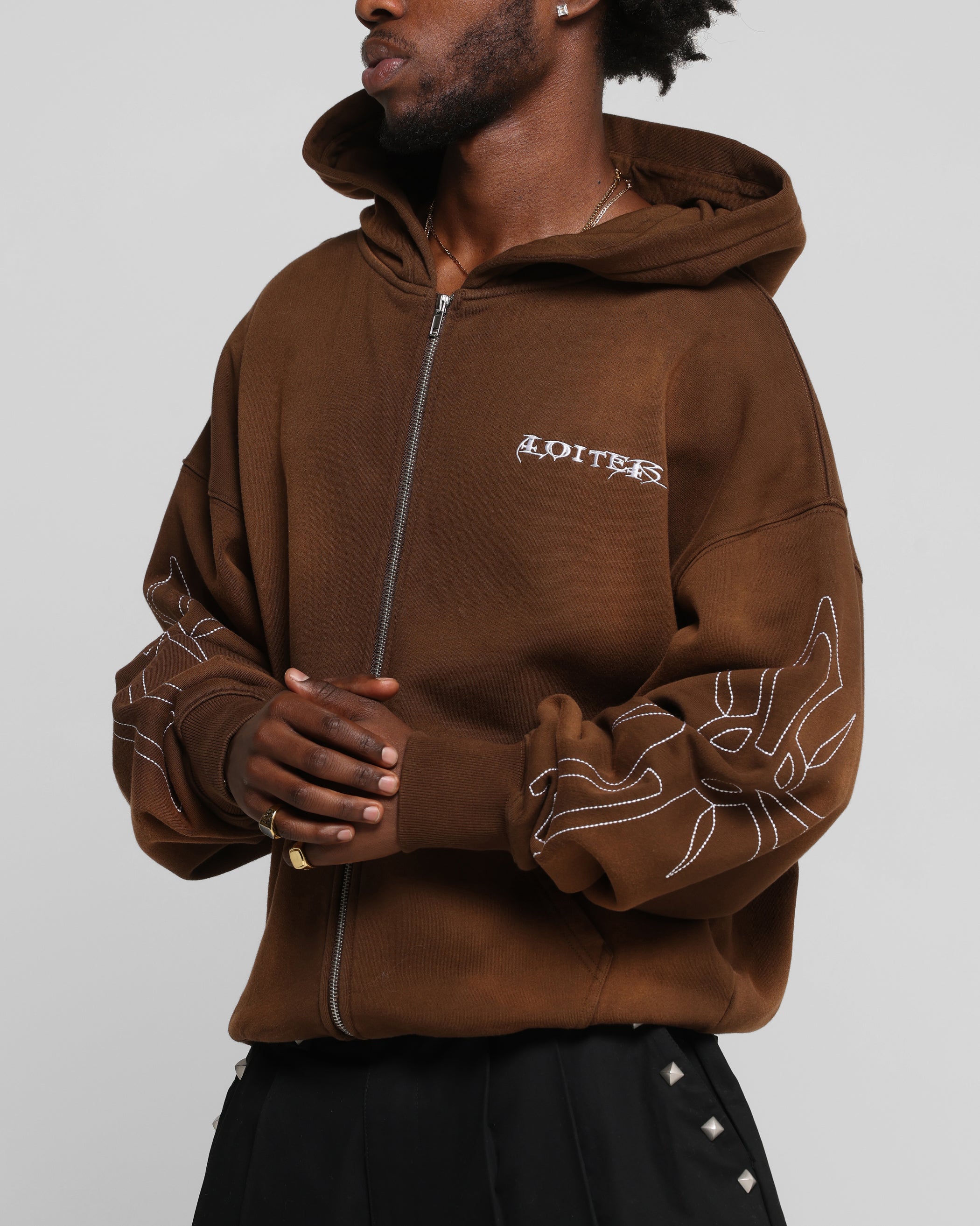 Loiter Atmosphere Zip Hoodie Vintage Brown