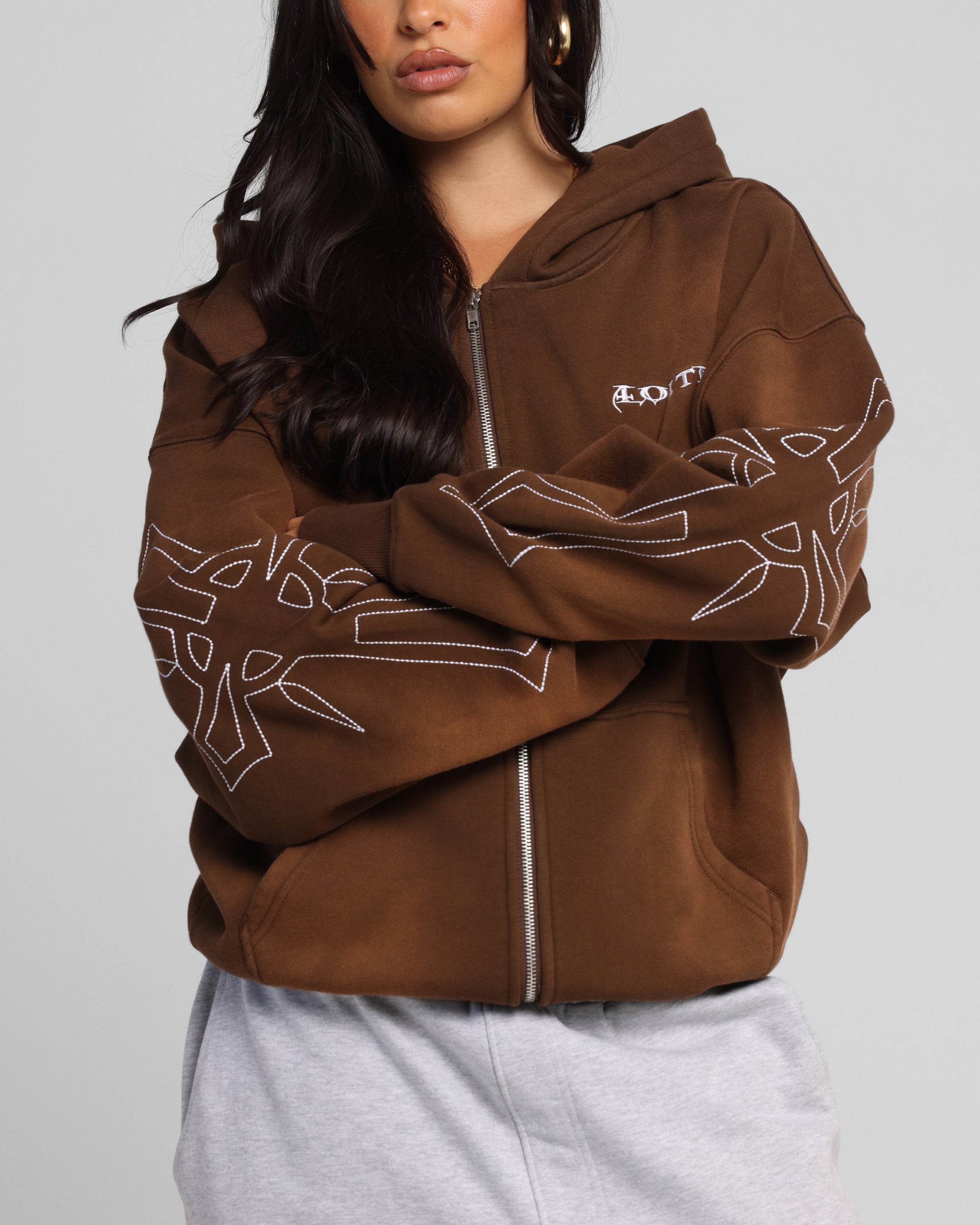 Loiter Atmosphere Zip Hoodie Vintage Brown