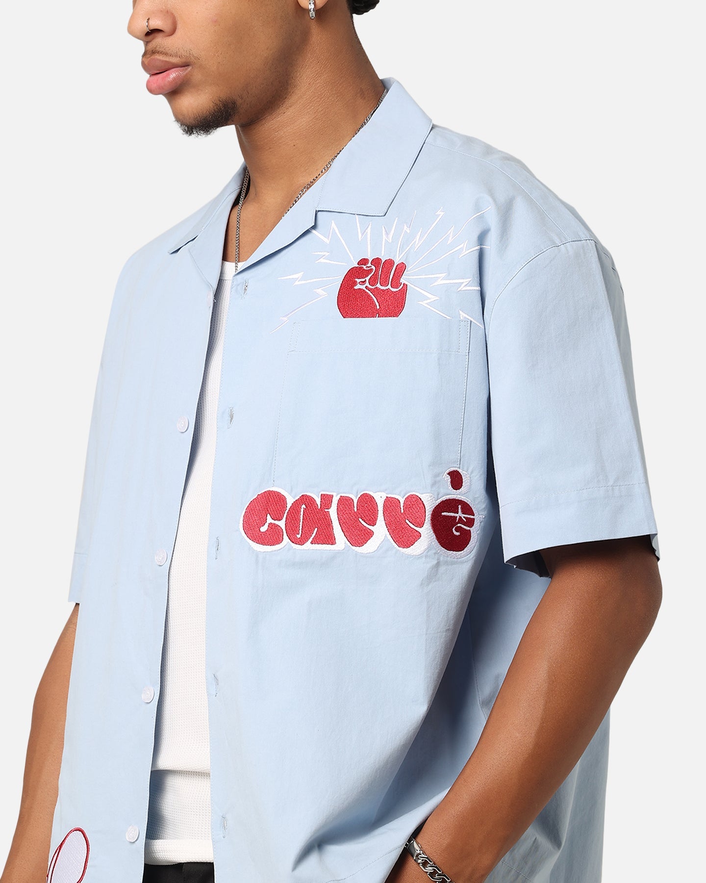 Carre Rose Experience Button Up Shirt Blue