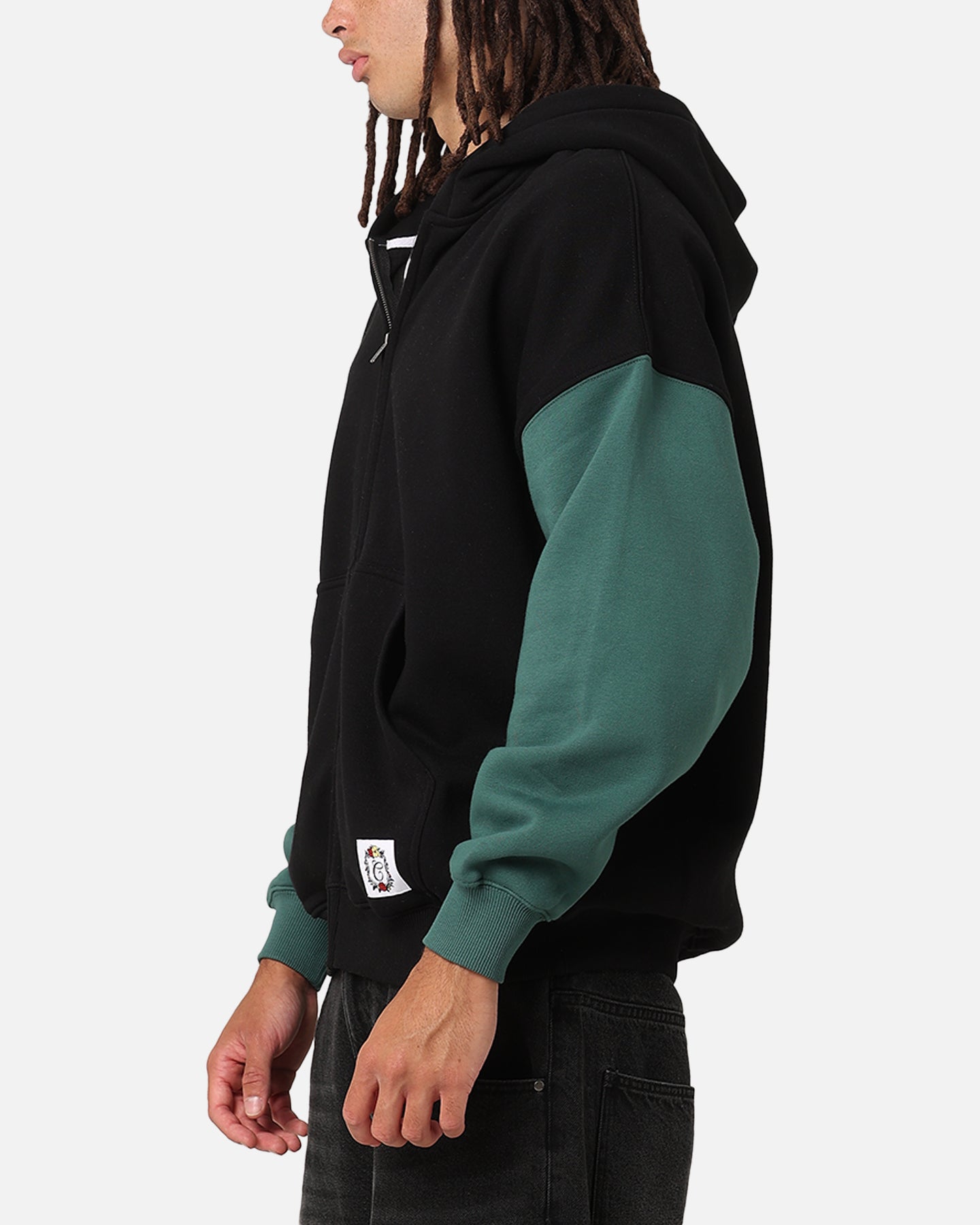 Carre Floral Full Zip Hoodie Black/Green