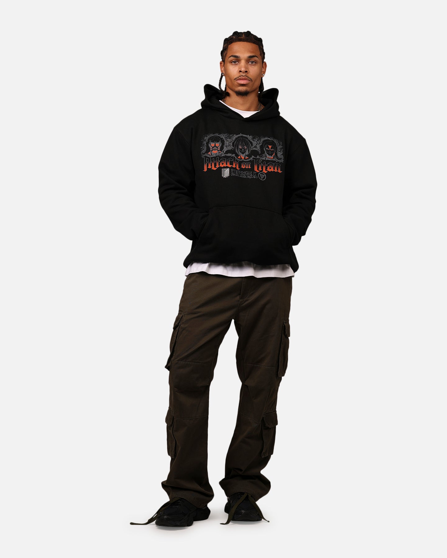 Hypland X Attack On Titan Trio Hoodie Black