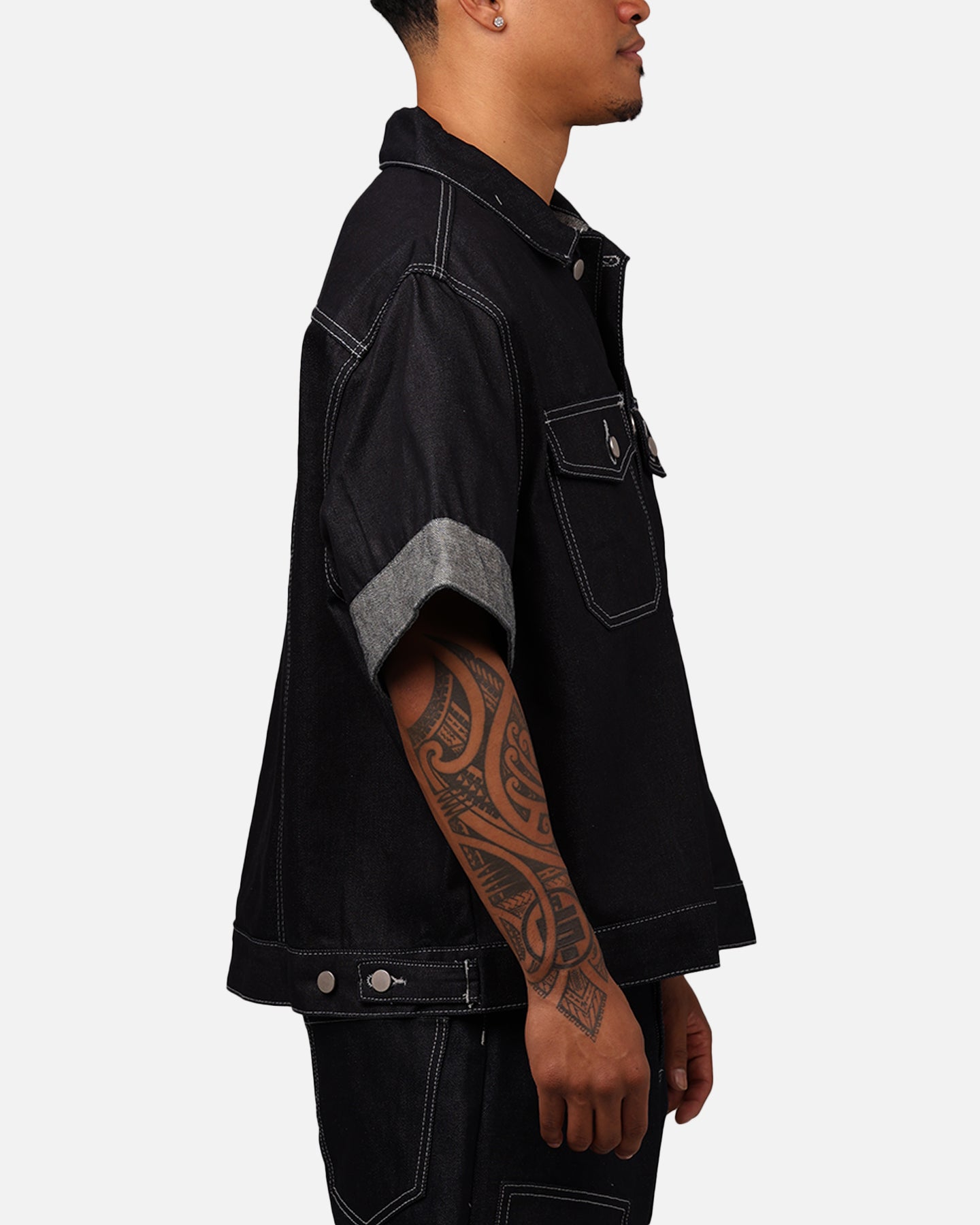 MNML Raw Denim Short Sleeve Jacket Blue