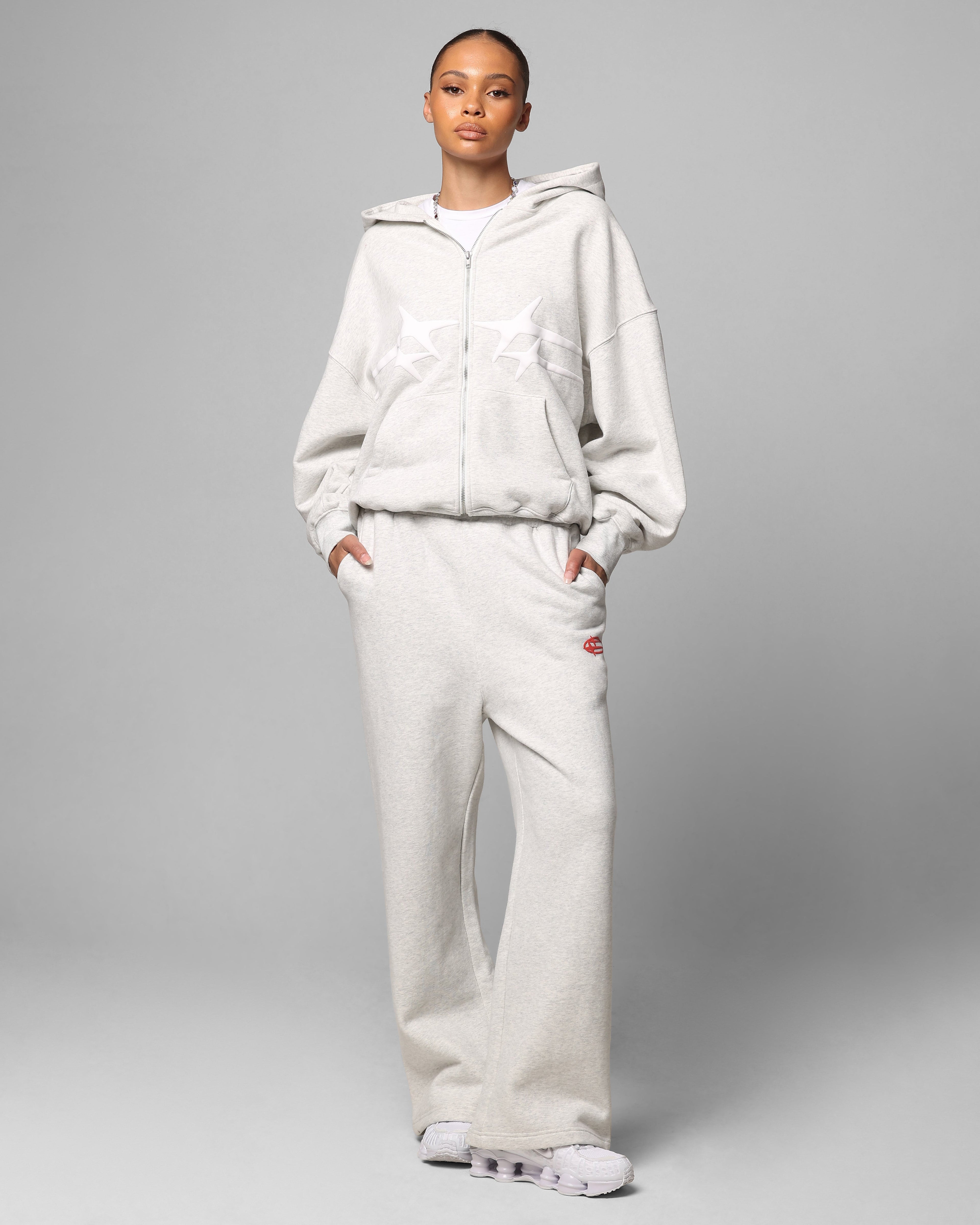 Loiter Celestial Full Zip Hoodie Light Grey Marl