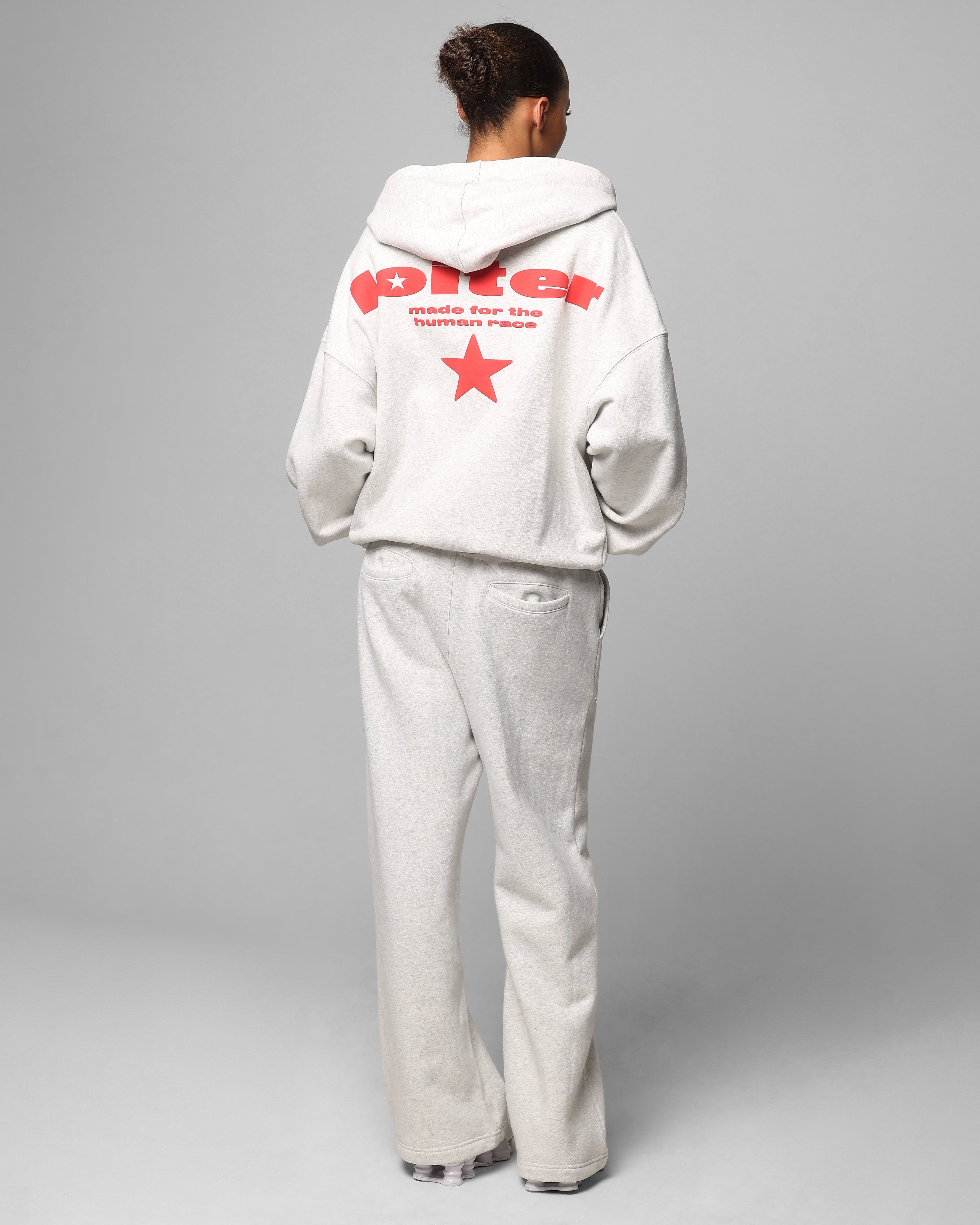 Loiter Celestial Full Zip Hoodie Light Grey Marl