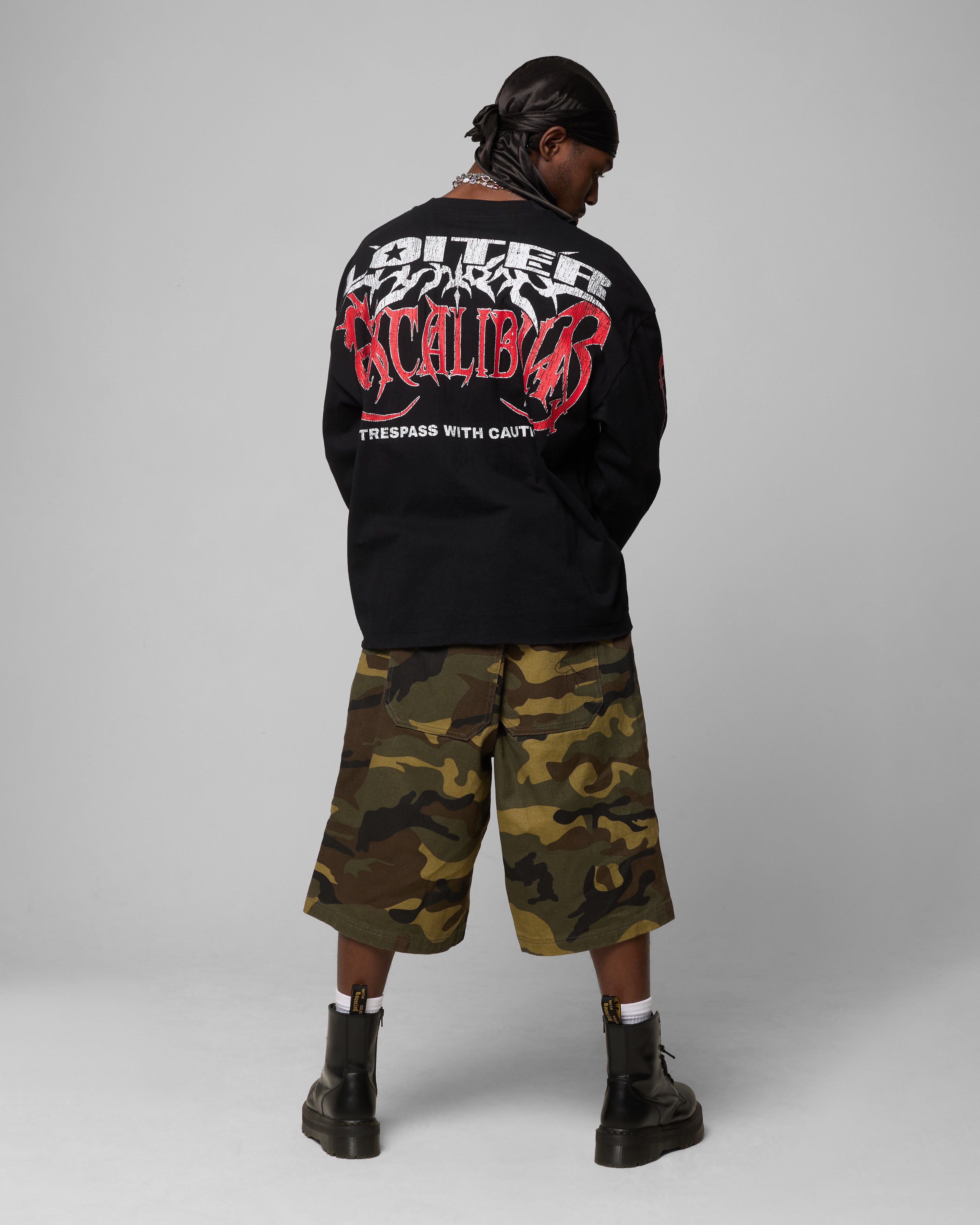 Loiter Trespass Long Sleeve T-Shirt Vintage Black