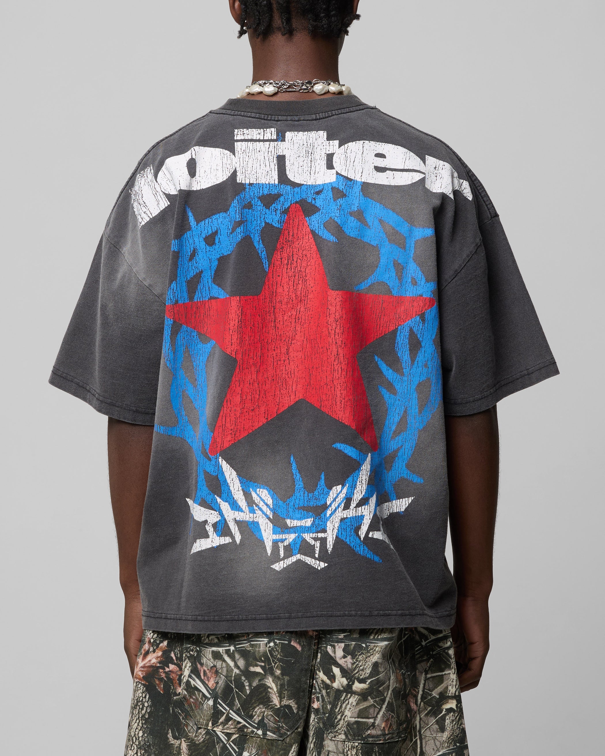 Loiter Chrome Cowboy T-Shirt Vintage Charcoal