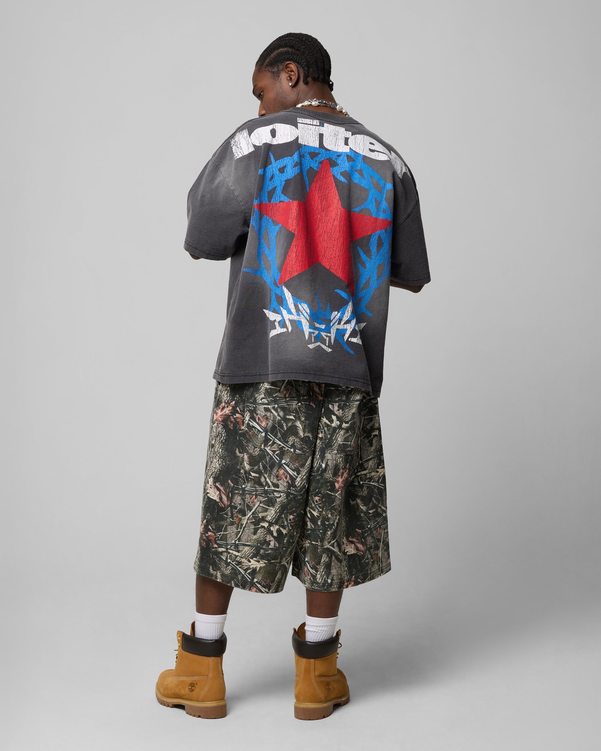 Loiter Chrome Cowboy T-Shirt Vintage Charcoal