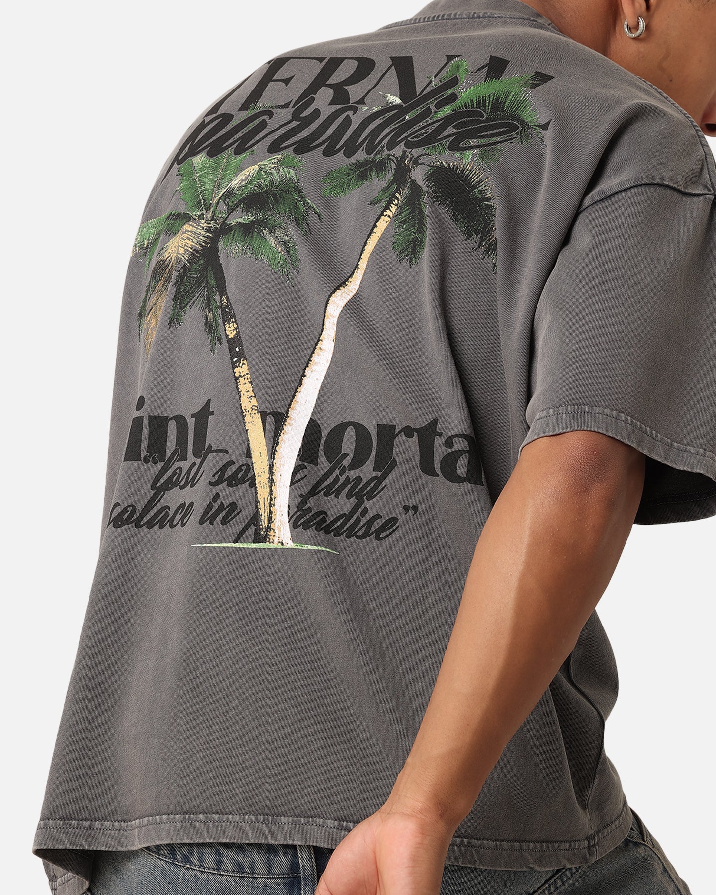 Saint Morta Paradise Mock Neck T-Shirt Washed Charcoal