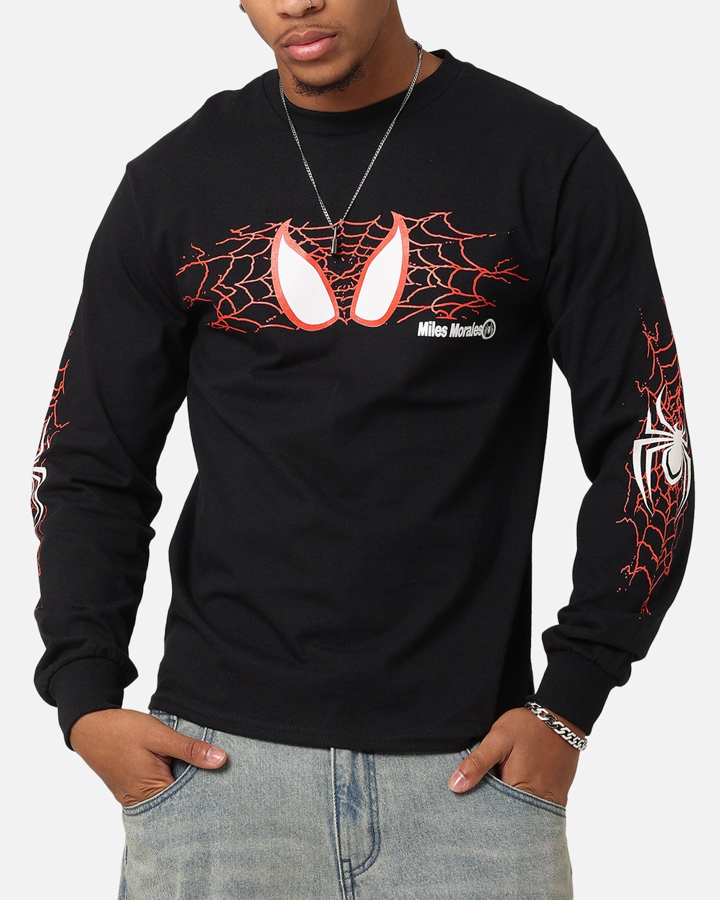 Goat Crew Marvel Spider-Man Y2K Miles Long Sleeve T-Shirt Black