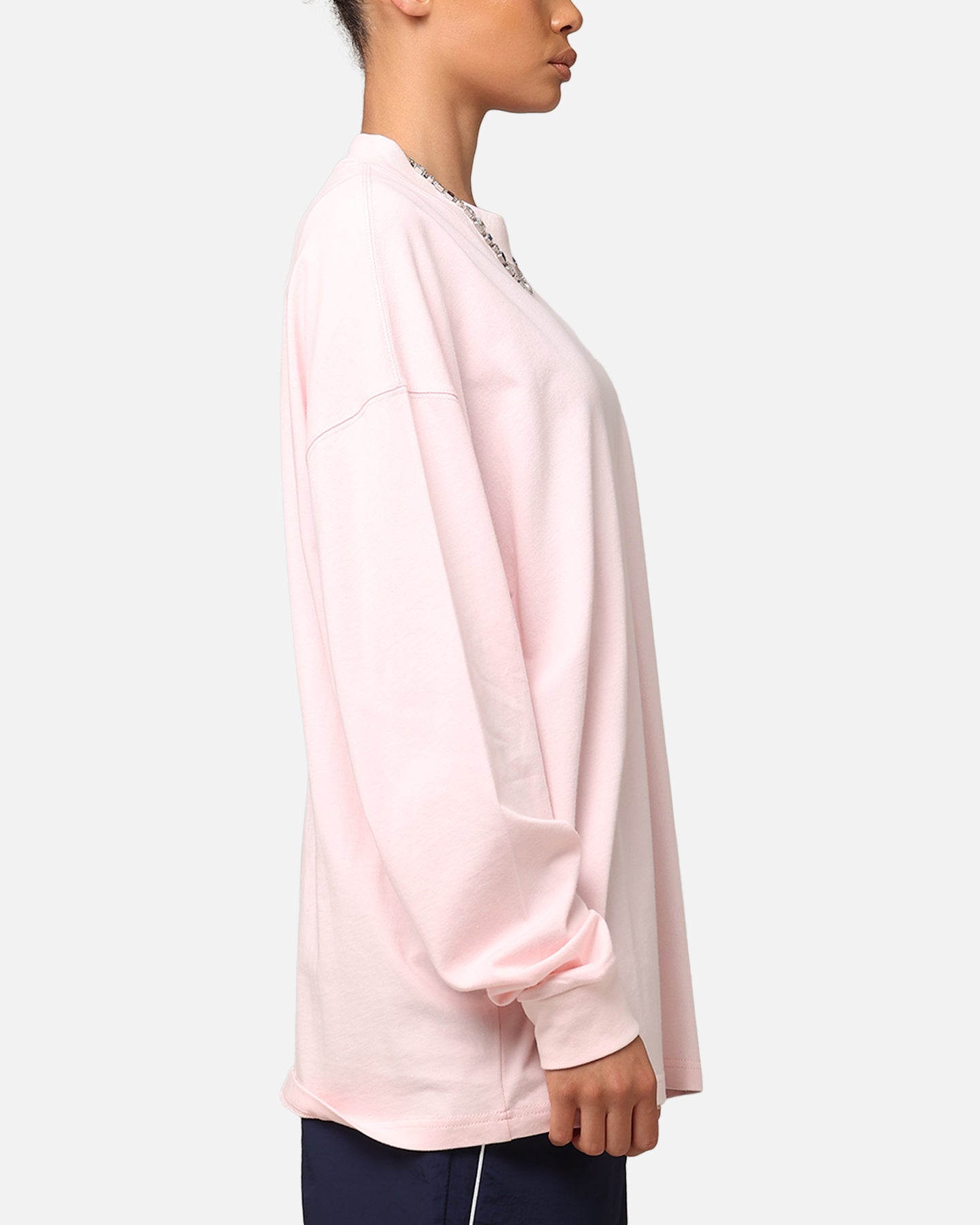 Carre Floral Pocket Oversized Long Sleeve T-Shirt Pink