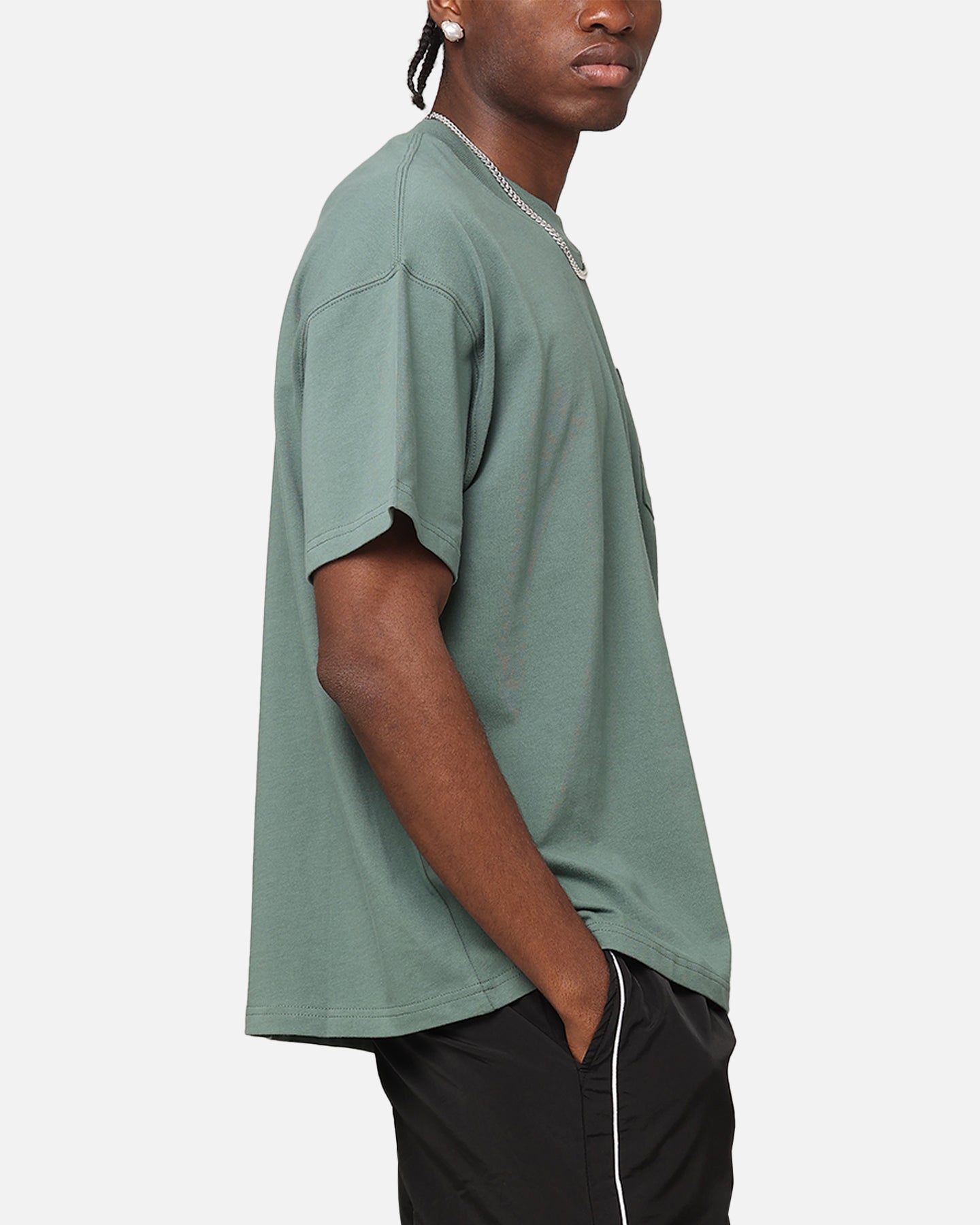 Carre Floral Pocket Oversized T-Shirt Forest Green