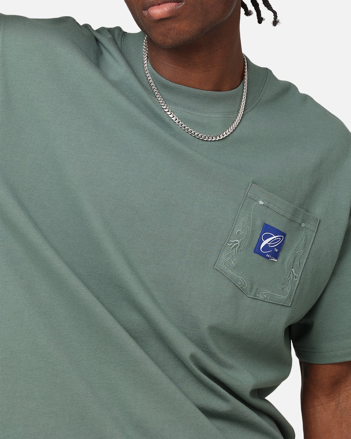 Carre Floral Pocket Oversized T-Shirt Forest Green