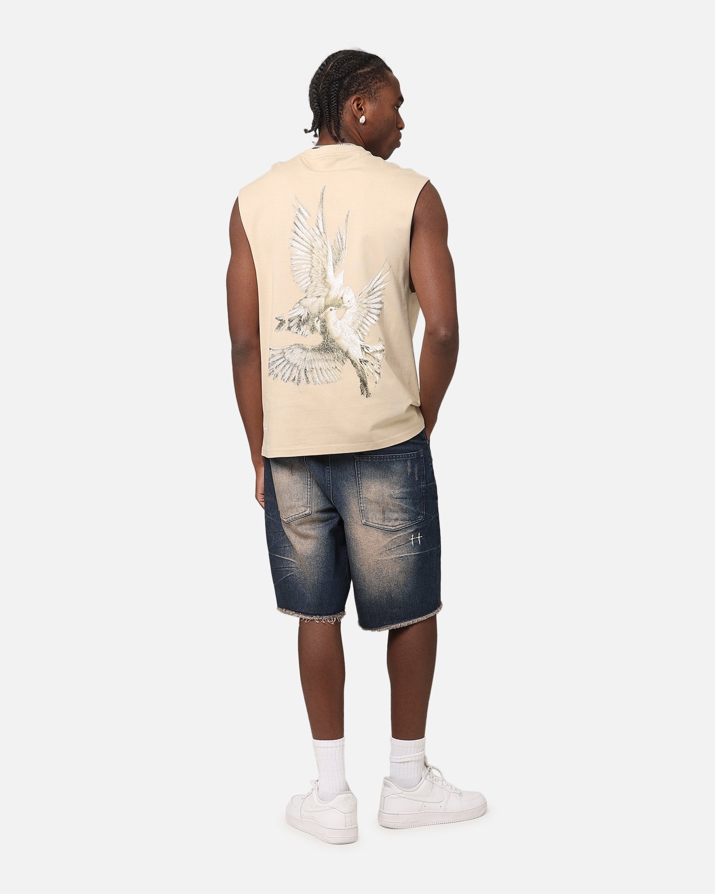 Saint Morta Doves Oversized Muscle T-Shirt Stone