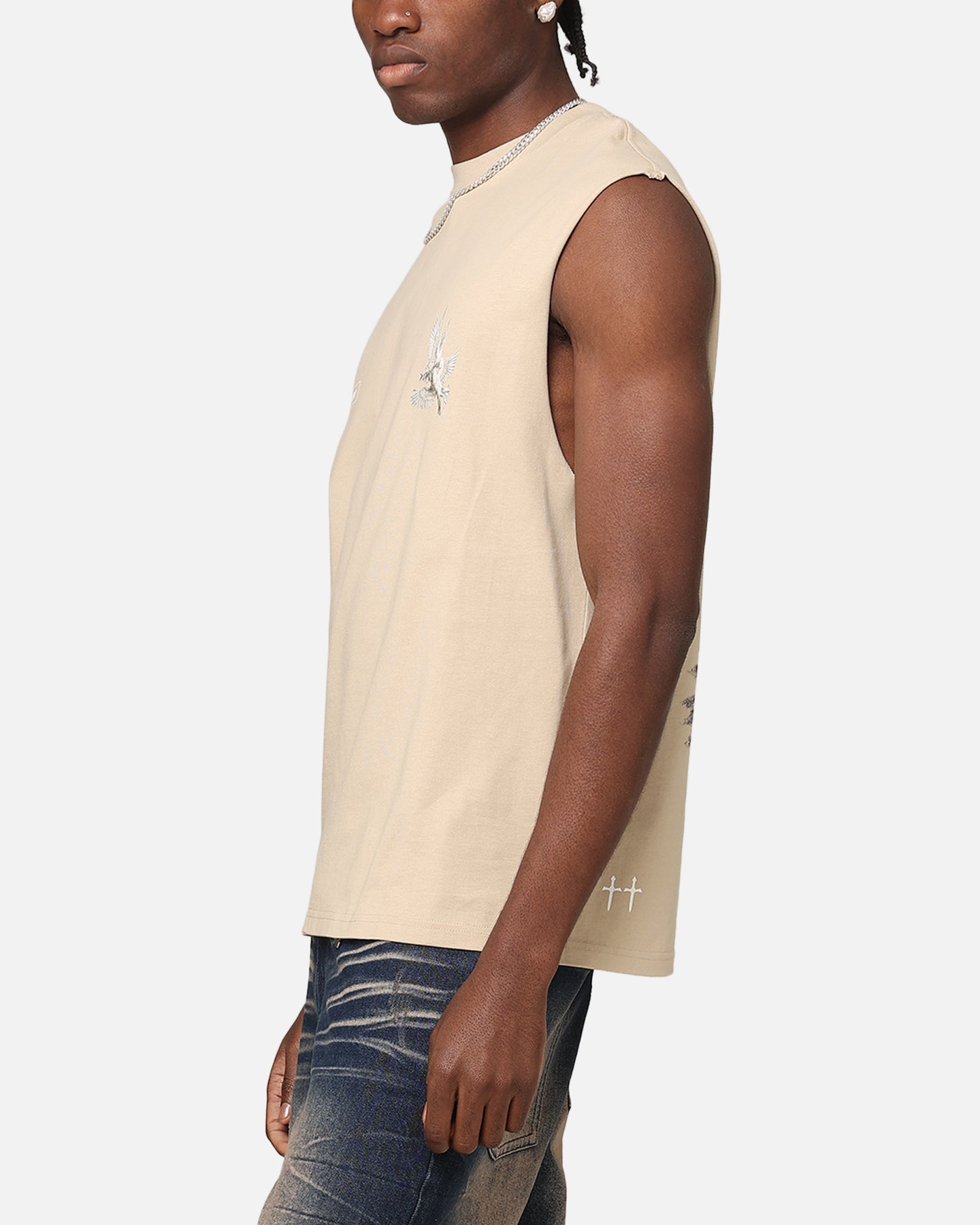 Saint Morta Doves Oversized Muscle T-Shirt Stone