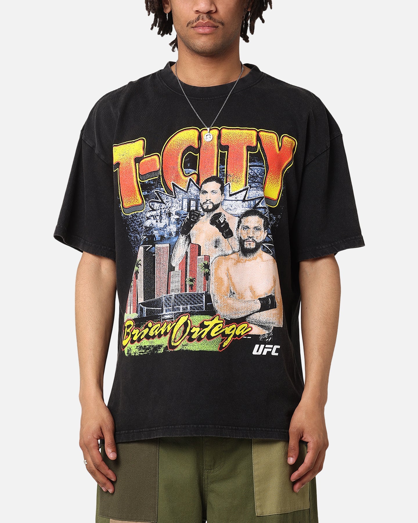UFC By Culture Kings Brian Ortega T-City Vintage T-Shirt Black Acidwash