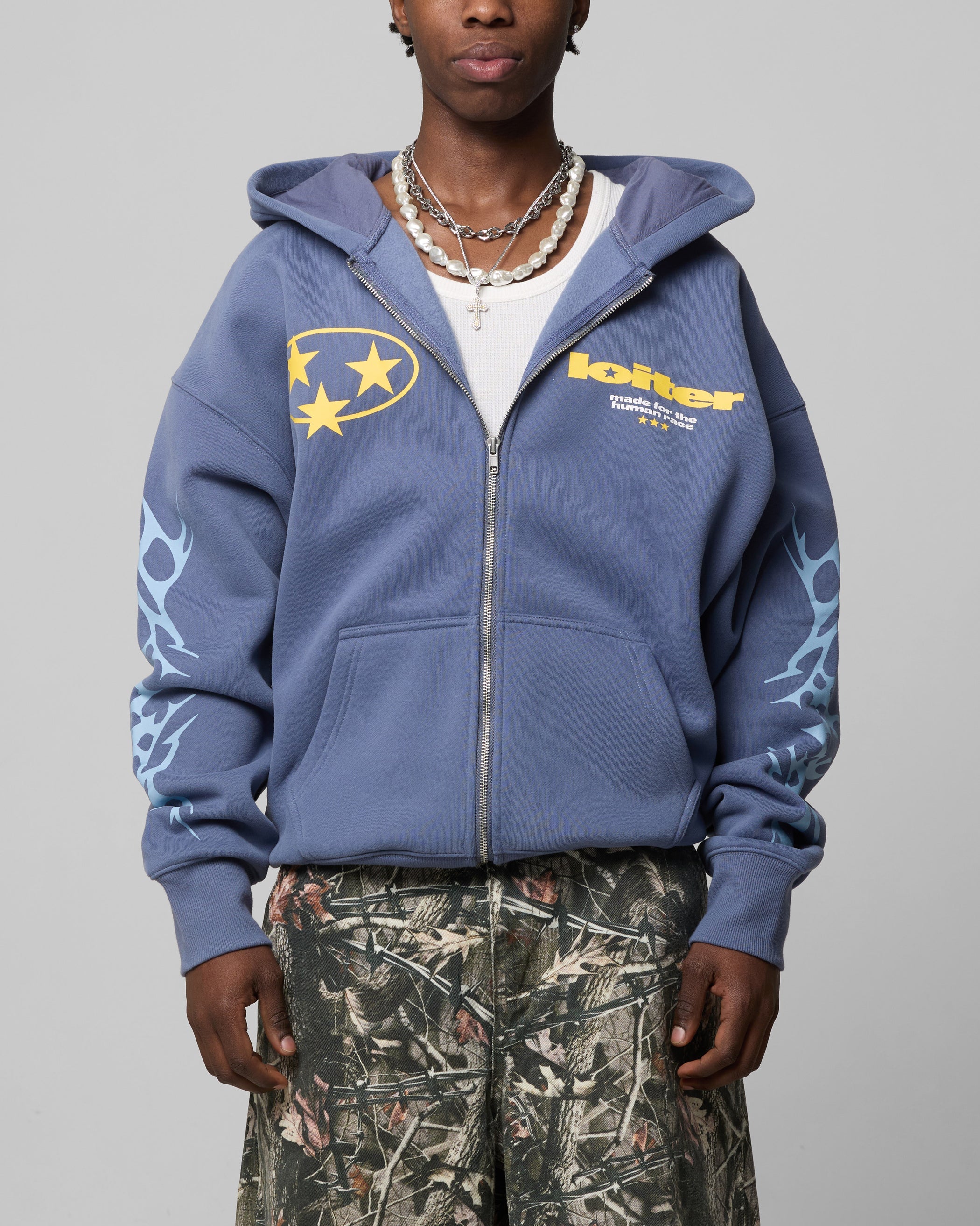 Loiter Solar Zip Hoodie Blue