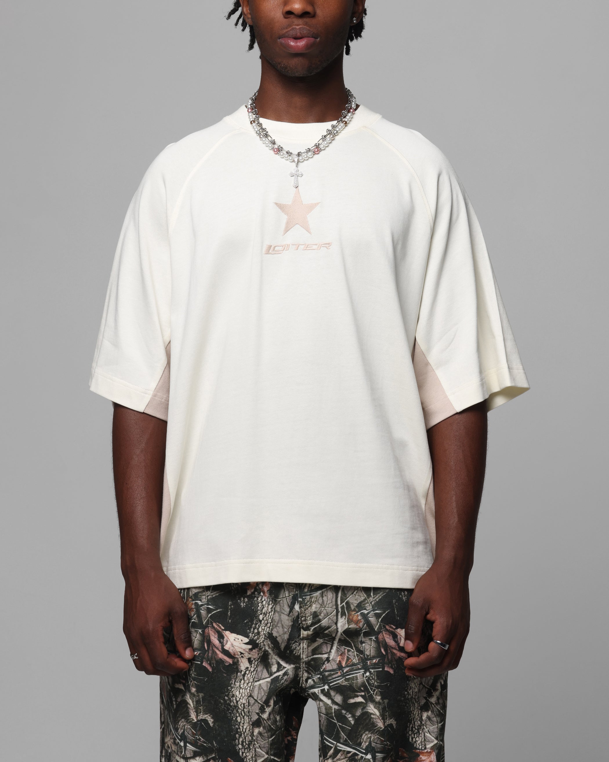 Loiter Daytona Panel T-Shirt White/Stone