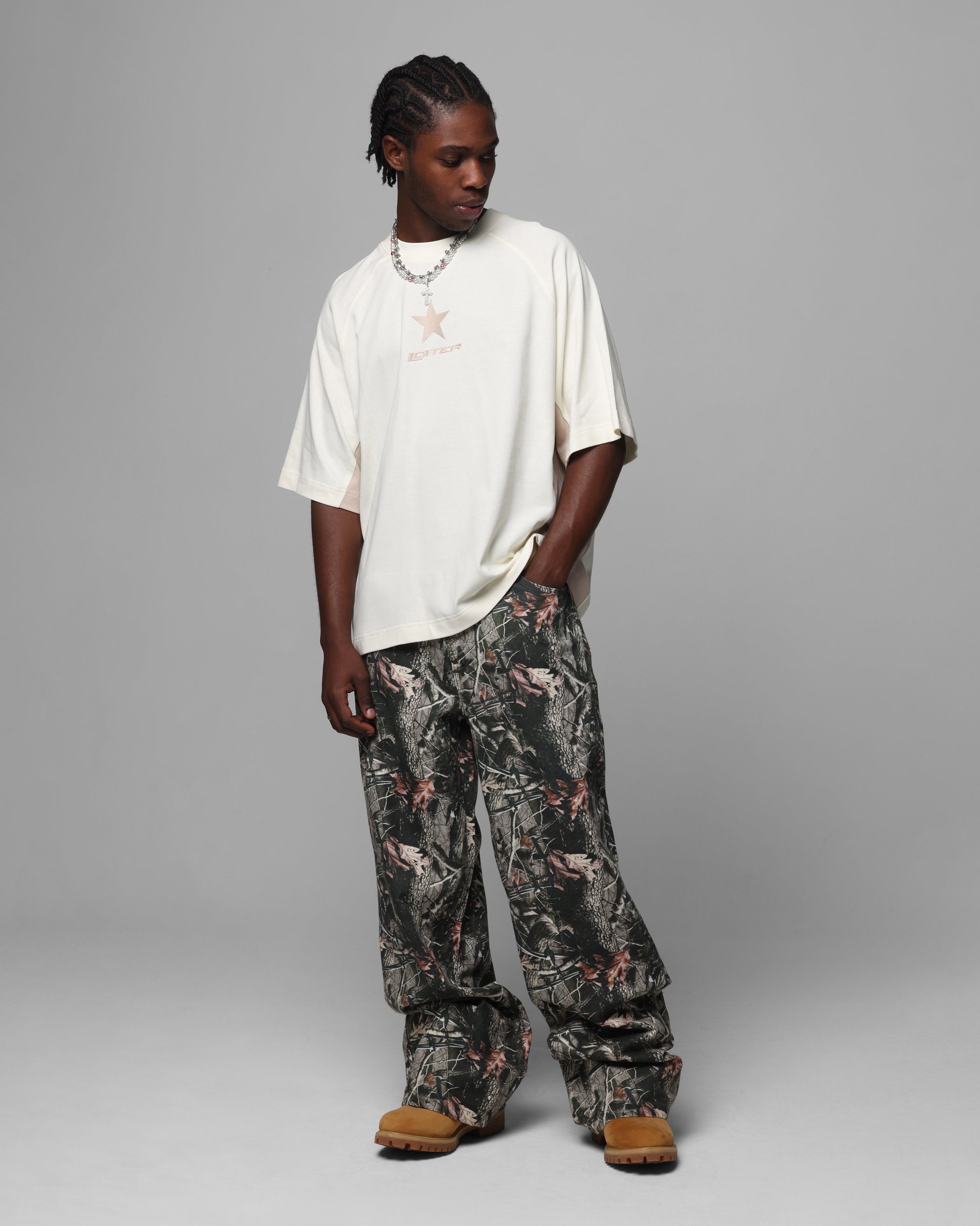 Loiter Daytona Panel T-Shirt White/Stone