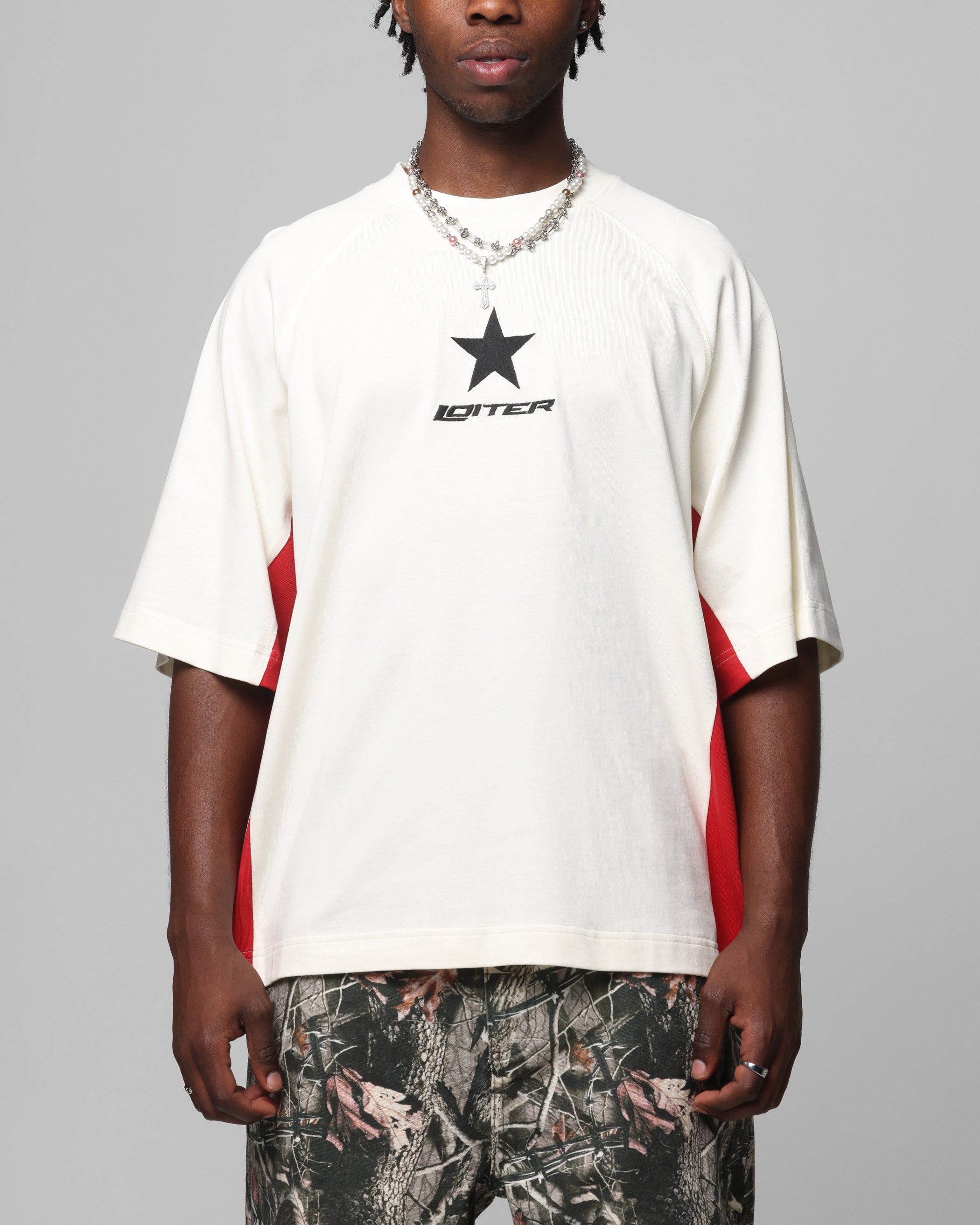 Loiter Daytona Panel T-Shirt White/Pink