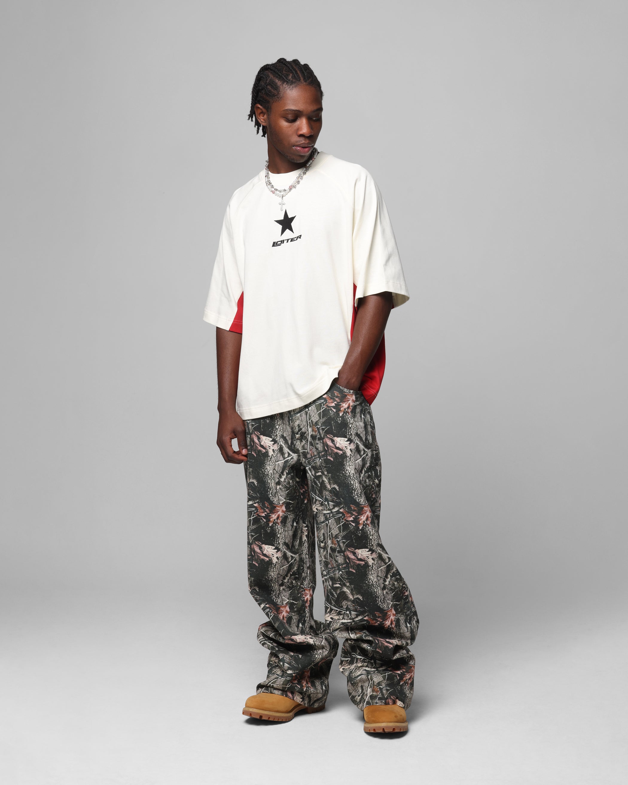 Loiter Daytona Panel T-Shirt White/Pink