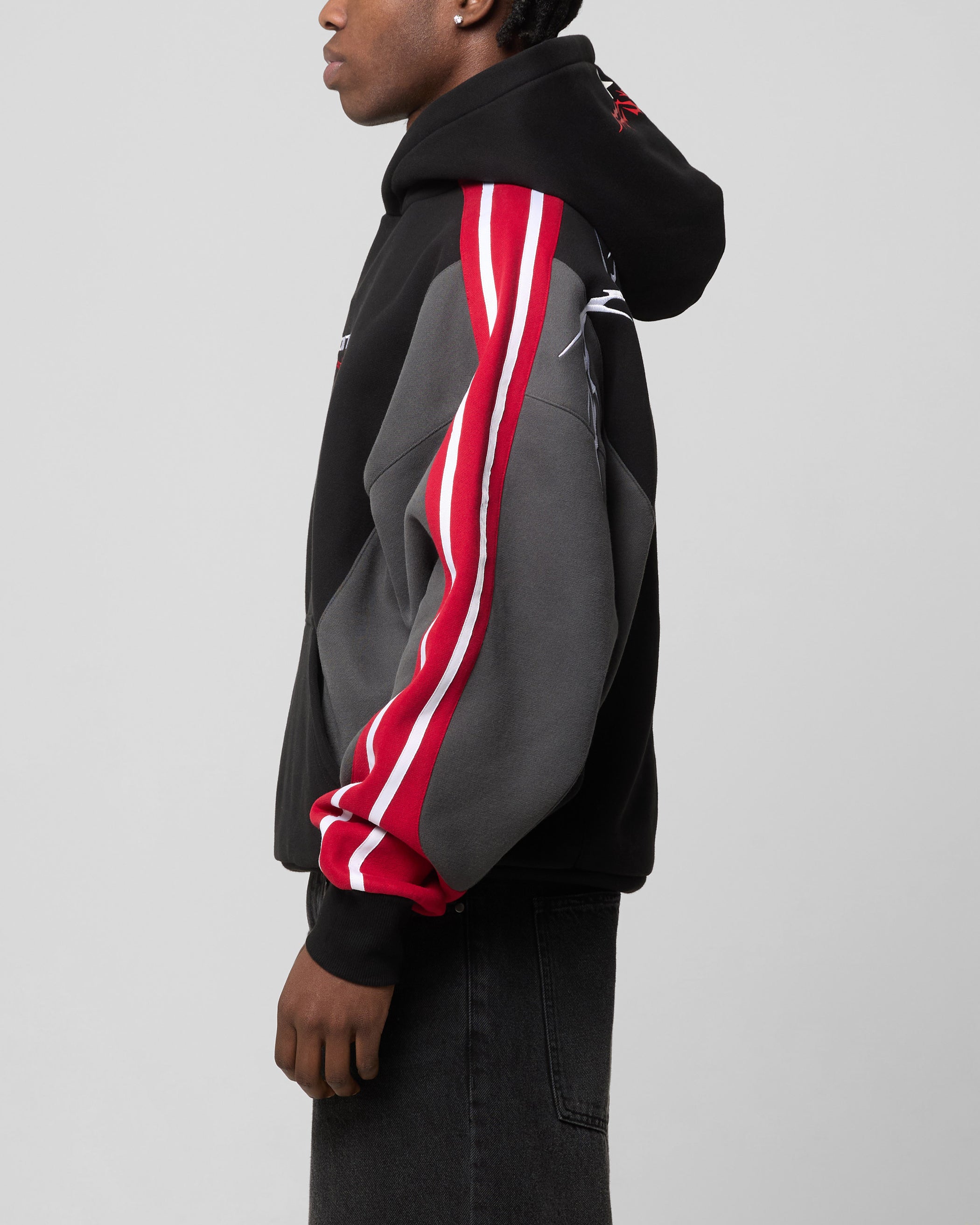 Loiter Hunter Patchwork Hoodie Black/Red