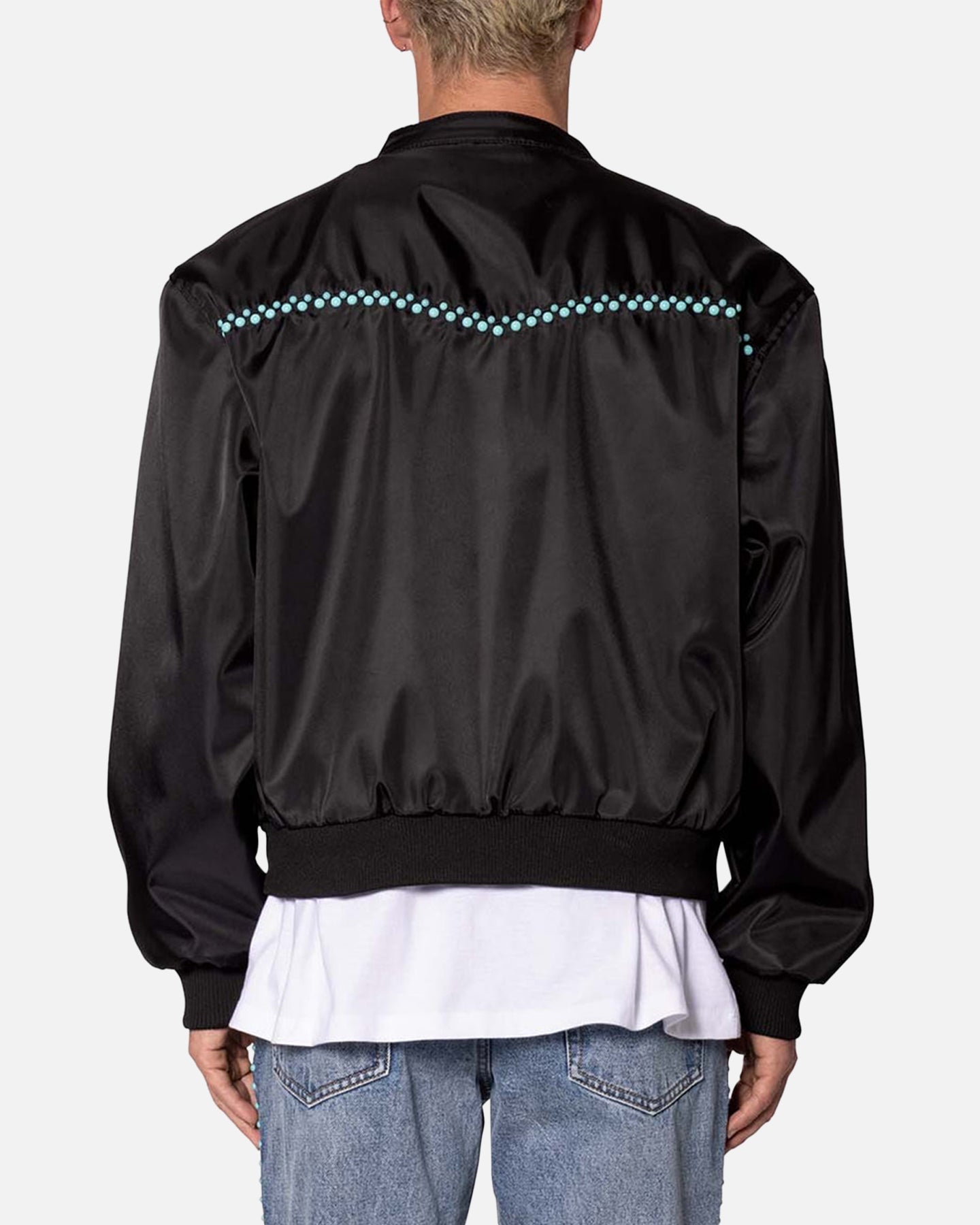 MNML Turquoise Studded Snap Jacket Black