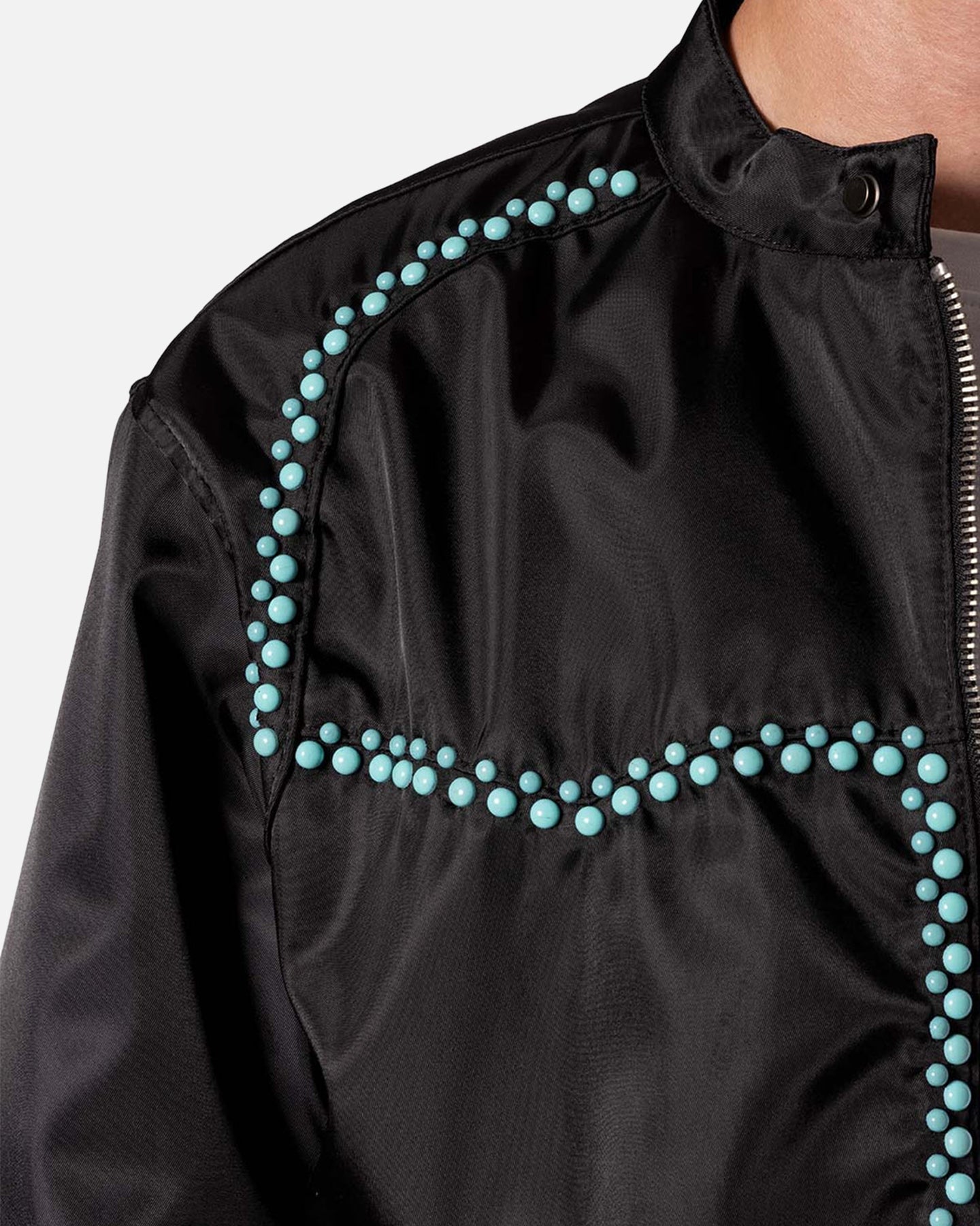 MNML Turquoise Studded Snap Jacket Black