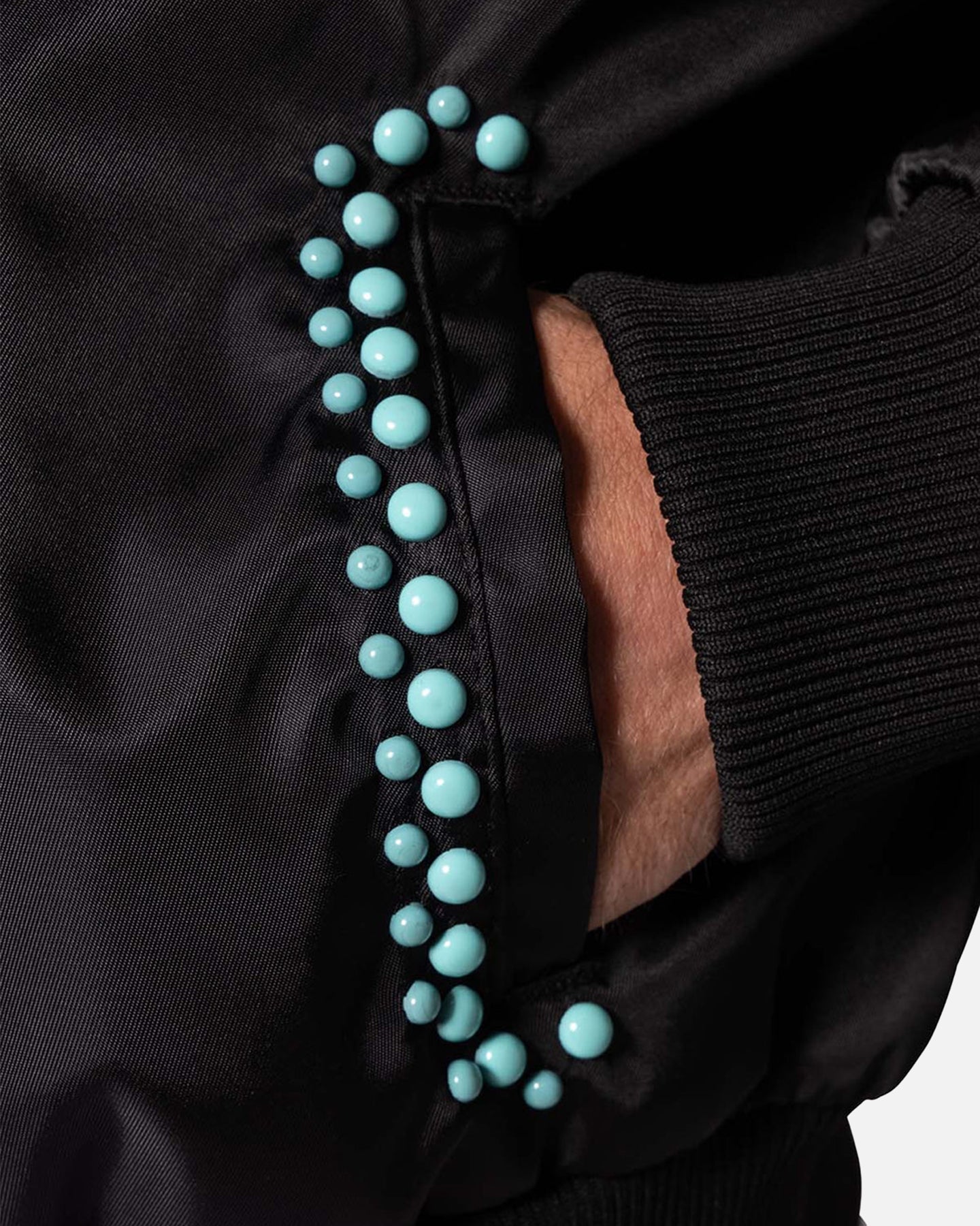 MNML Turquoise Studded Snap Jacket Black