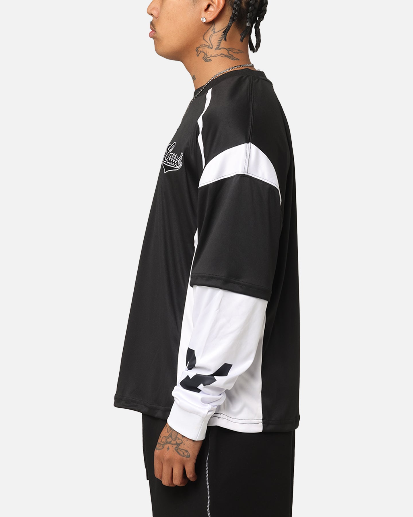 Carre Football Layered Long Sleeve T-Shirt Black/White